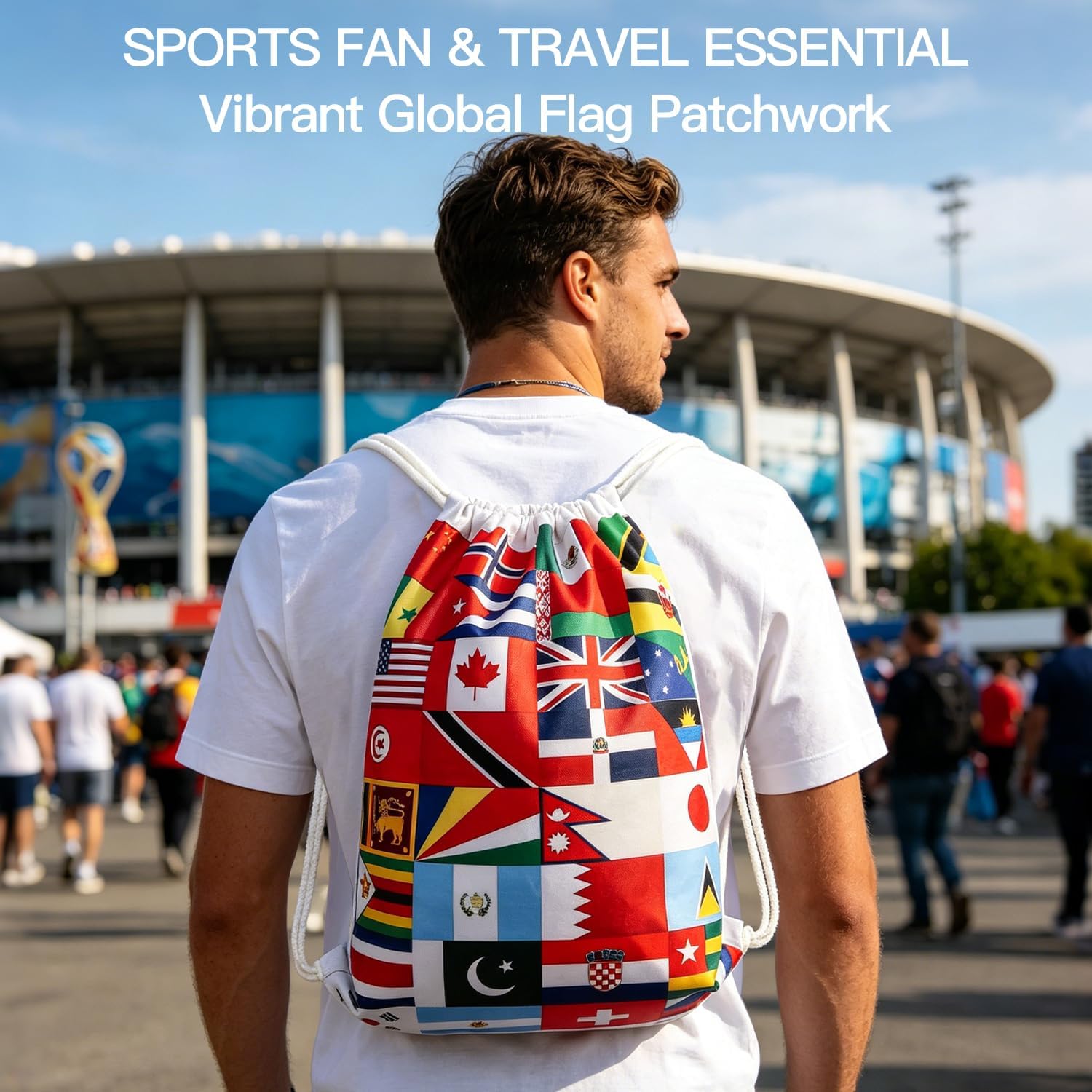 AICase for Panini World Cup 2026 Fifa Merchandise Drawstring Bag Soccer Game Day Essentials,International Flags Football Decor Accessories Gifts for Fans,Multicultural Travel Gym String Bag Sports