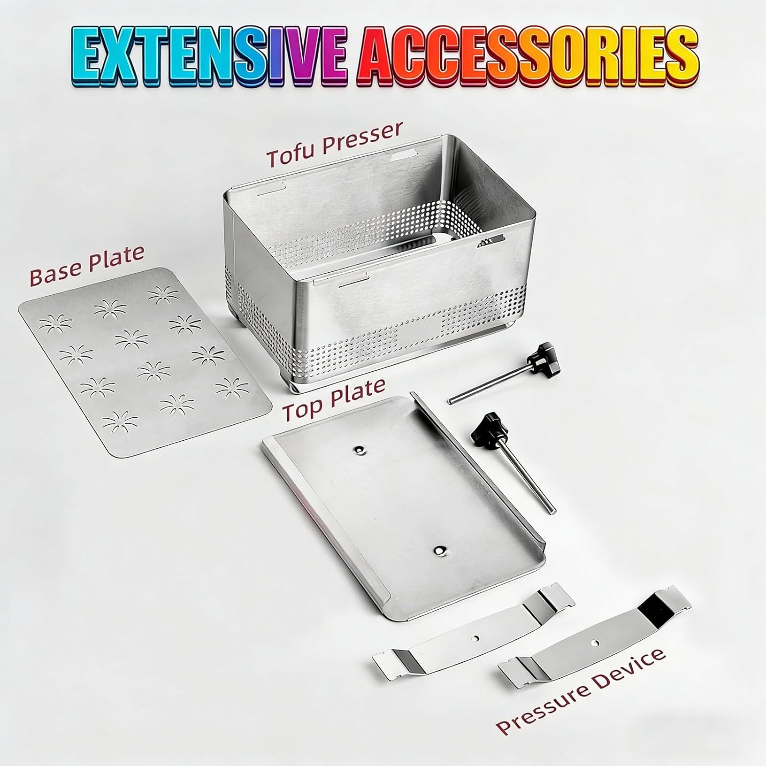 Stainless Steel Tofu Press, Heavy Duty Cheese and Paneer Maker with Deep Compression Design Food Strainer Tool for Homemade Tofu Paneer Cheese Kitchen Preparation Use