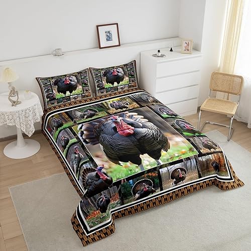 Miniatura 3 de Erosebridal Juego de edredón de pavo, tamaño King, juego de ropa de cama de faisán de aves silvestres, caza, pavo, edredón de plumón de granja,