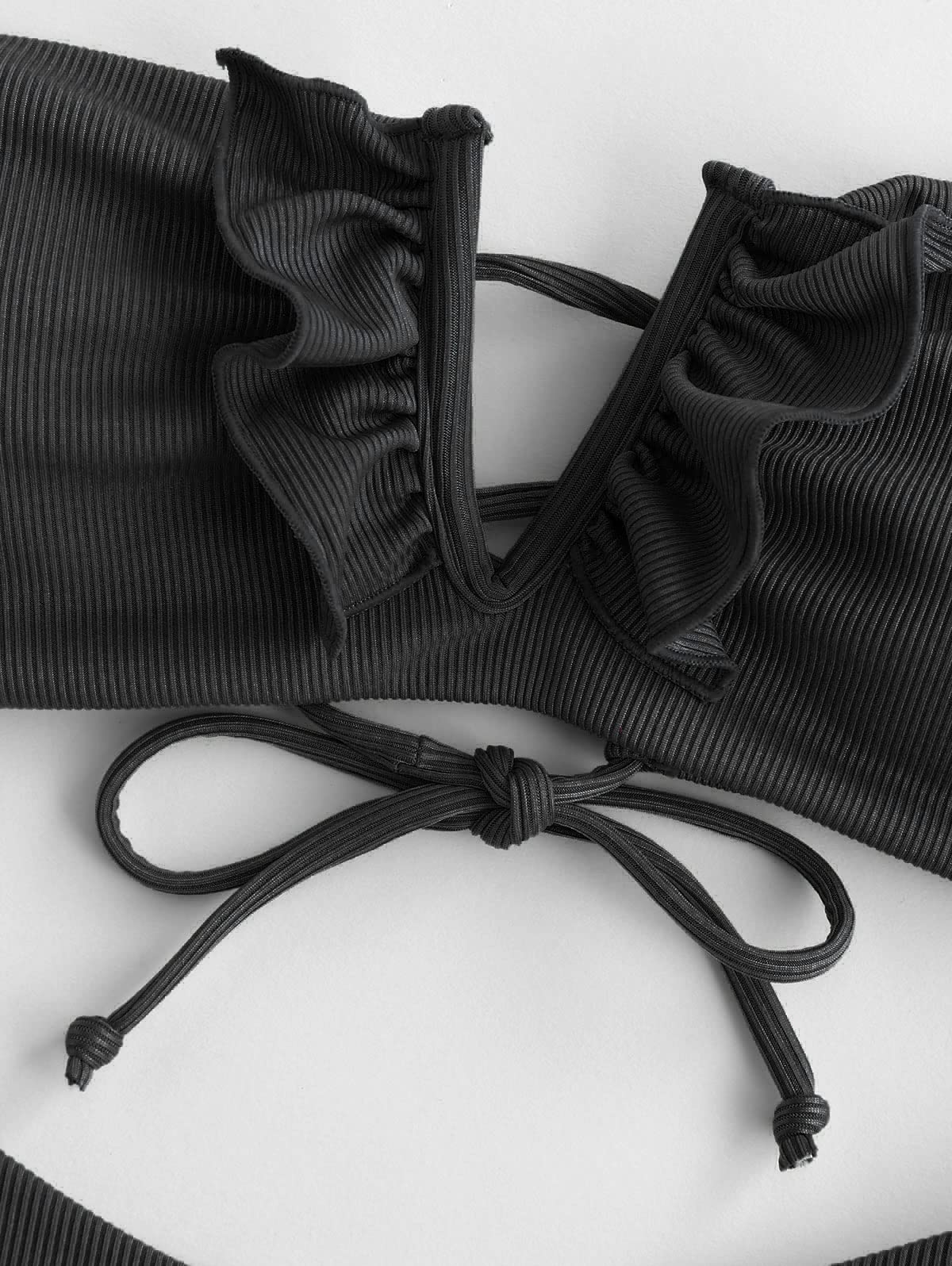 ZAFUL Traje de Baño Estampado Bandeau con Relleno Nudo Delantero Dos Piezas Bikini Mujer 2019 Verano