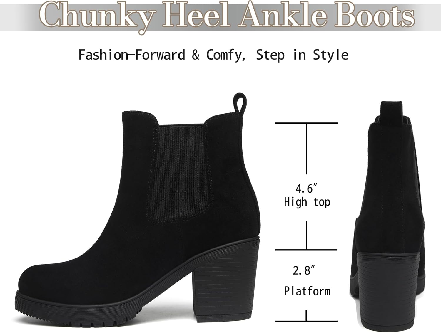 TYNDALL Women's Low Heel Platform Chunky Heel Ankle Boots Booties for Women - Image 3