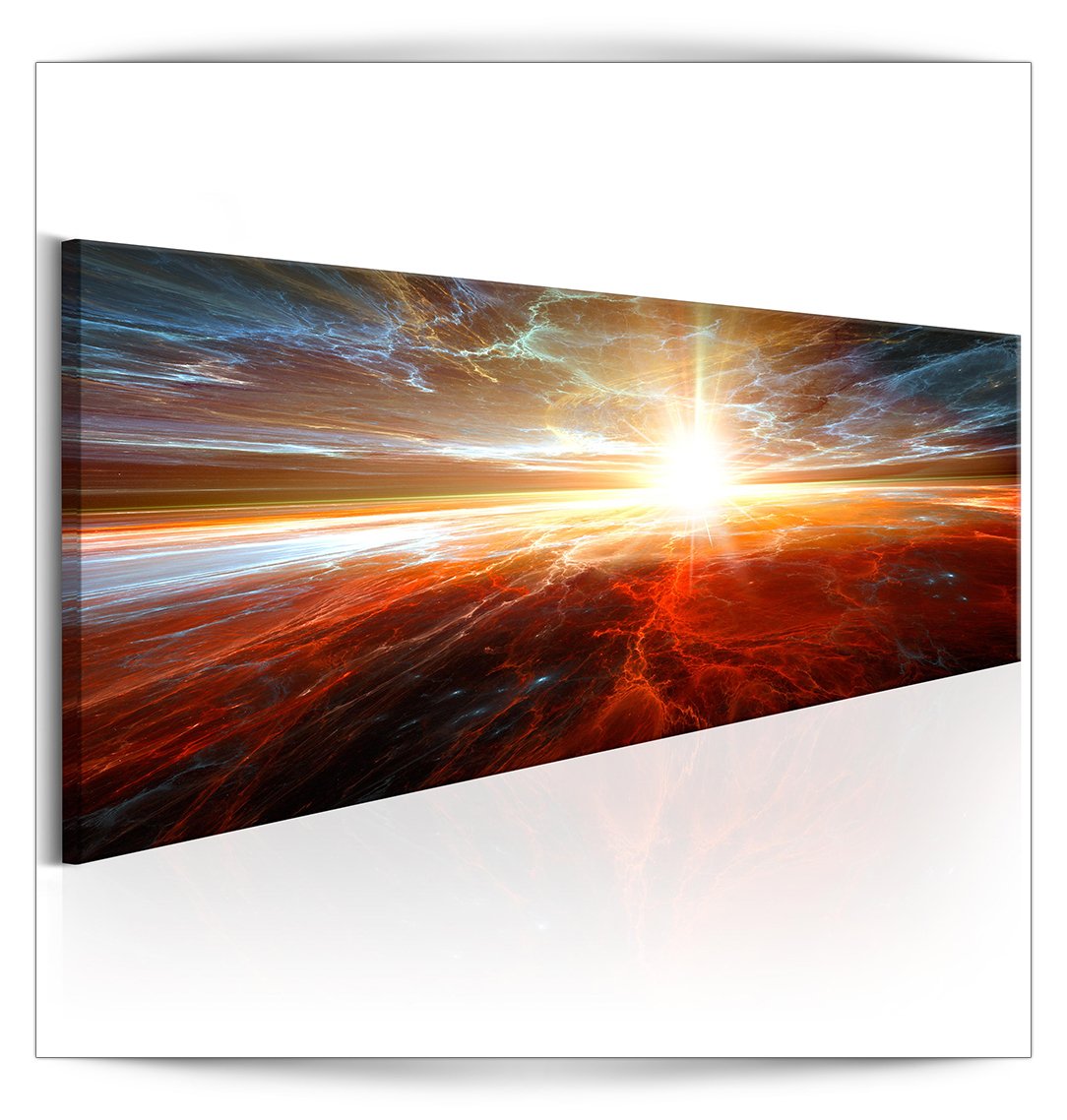 decomonkey Akustikbild Abstrakt Sonne 135x45 cm 1 Teilig Leinwand Modern