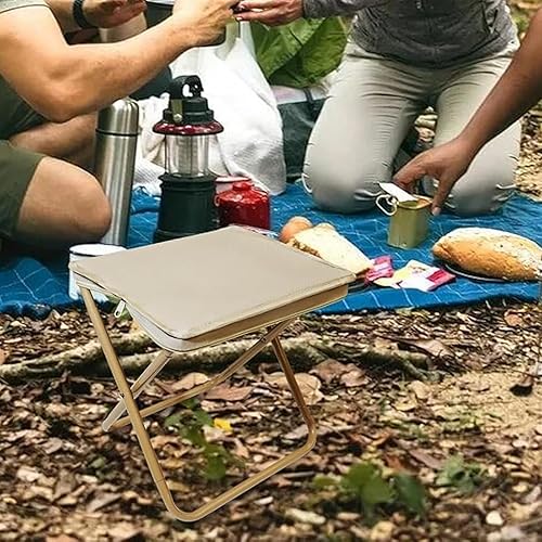Miniatura 2 de 1 taburete plegable multifuncional para exteriores, silla de camping de mochila de playa portátil ultraligera, silla de camping pequeña de acero al