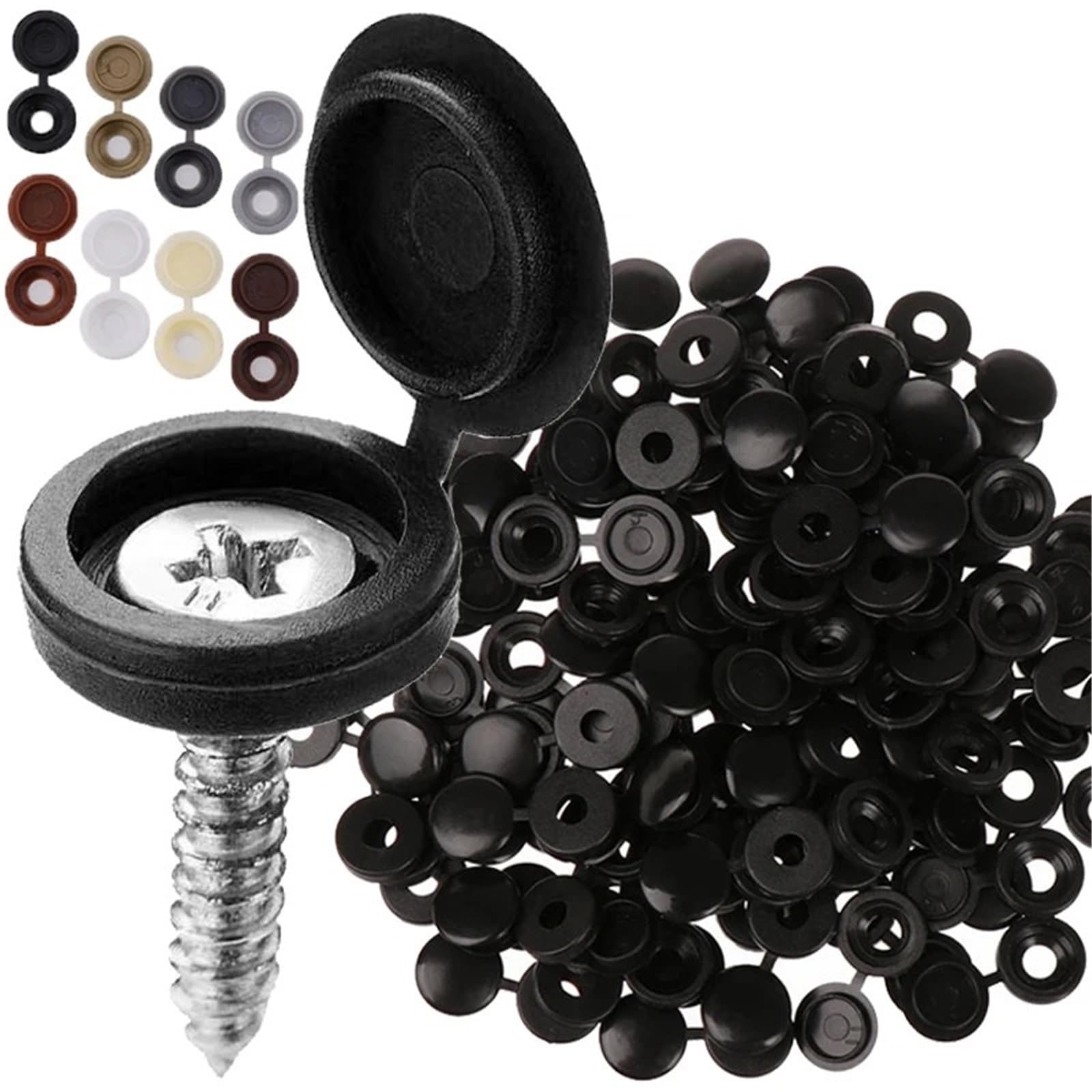 700Pcs Hinged Plastic Screw Cap Cover Nuts Fold Snap Protective Fixing Button for Car Decorative Bolts Hardware(White)