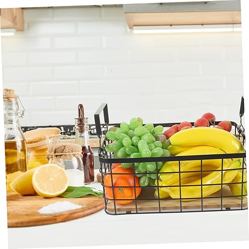 Miniatura 7 de Alipis Cesta de almacenamiento de hierro forjado, estante de paleta con borde negro, caja de almacenamiento de cosméticos para organizar cesta de