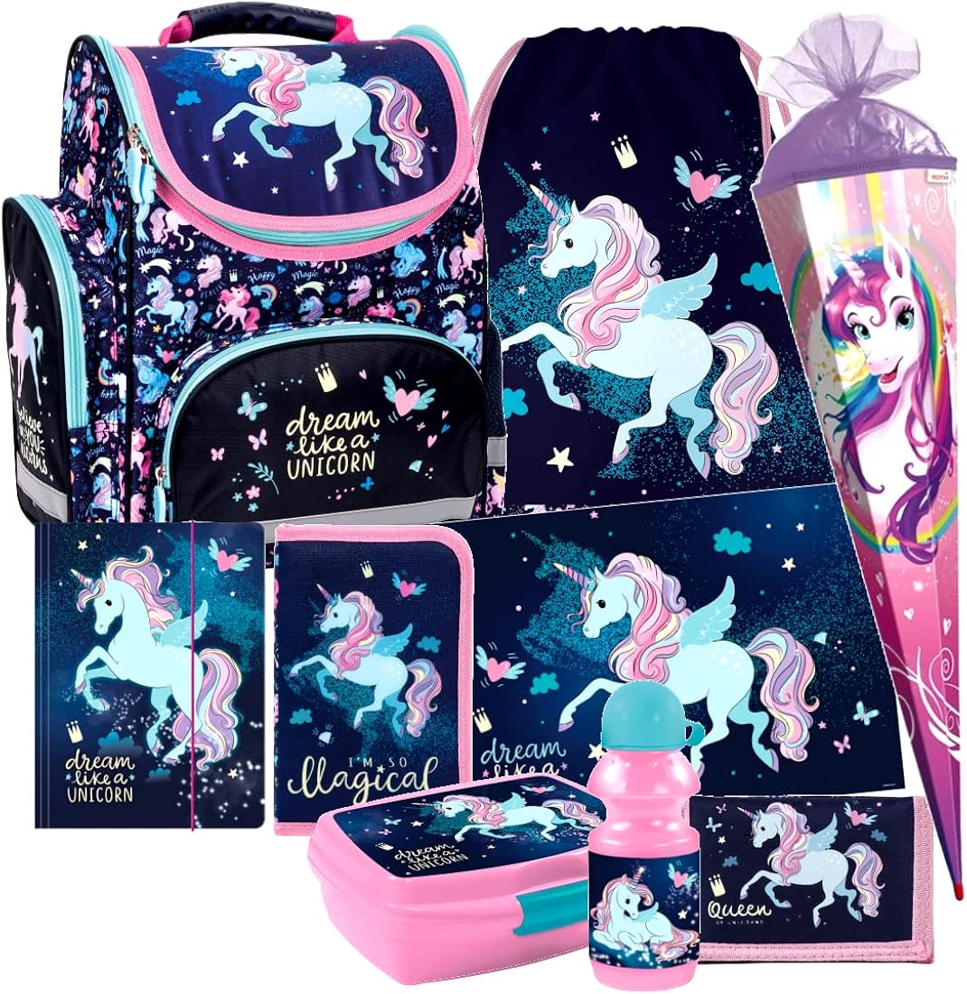 Produktbild von Derform Einhorn Schulranzen Set – Tornister Mit Schultüte, Mehrfarbig, Für Mädchen