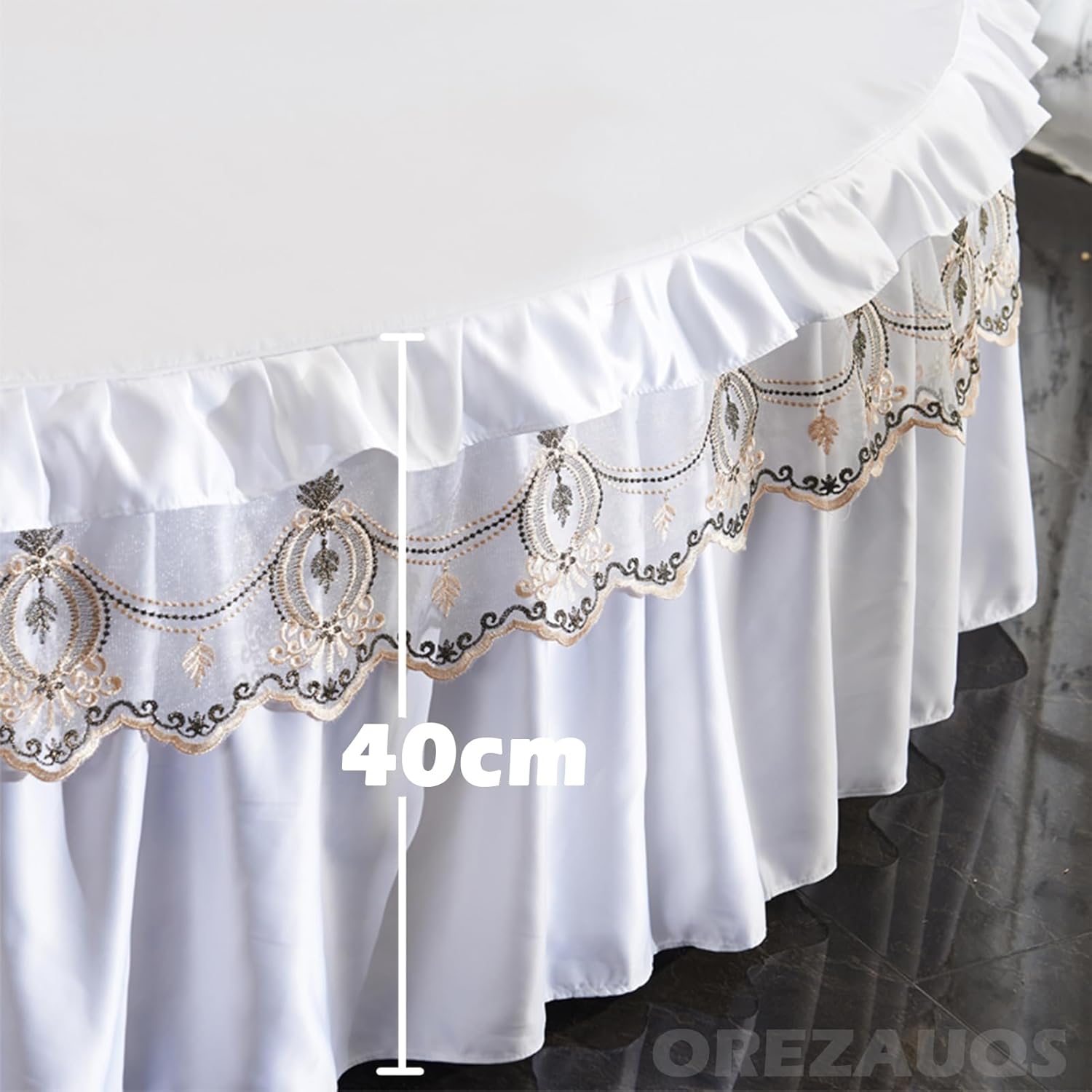 Round Mattress Protector Round Bed Sheets Breathable Bed Protection Wrap Round Mattress Protector Mattress Pad Cover for Hotel Home (White,220cm)