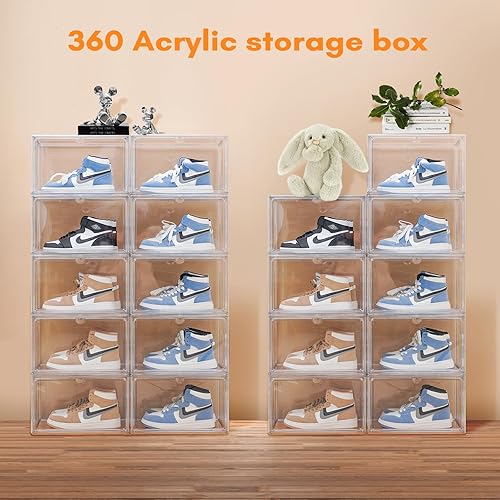 Miniatura 2 de Paquete de 8 cajas de almacenamiento de zapatos XL, vitrinas para tenis, cajas de zapatos de plástico transparente apilables de 13.4 x 10.6 x 8.3