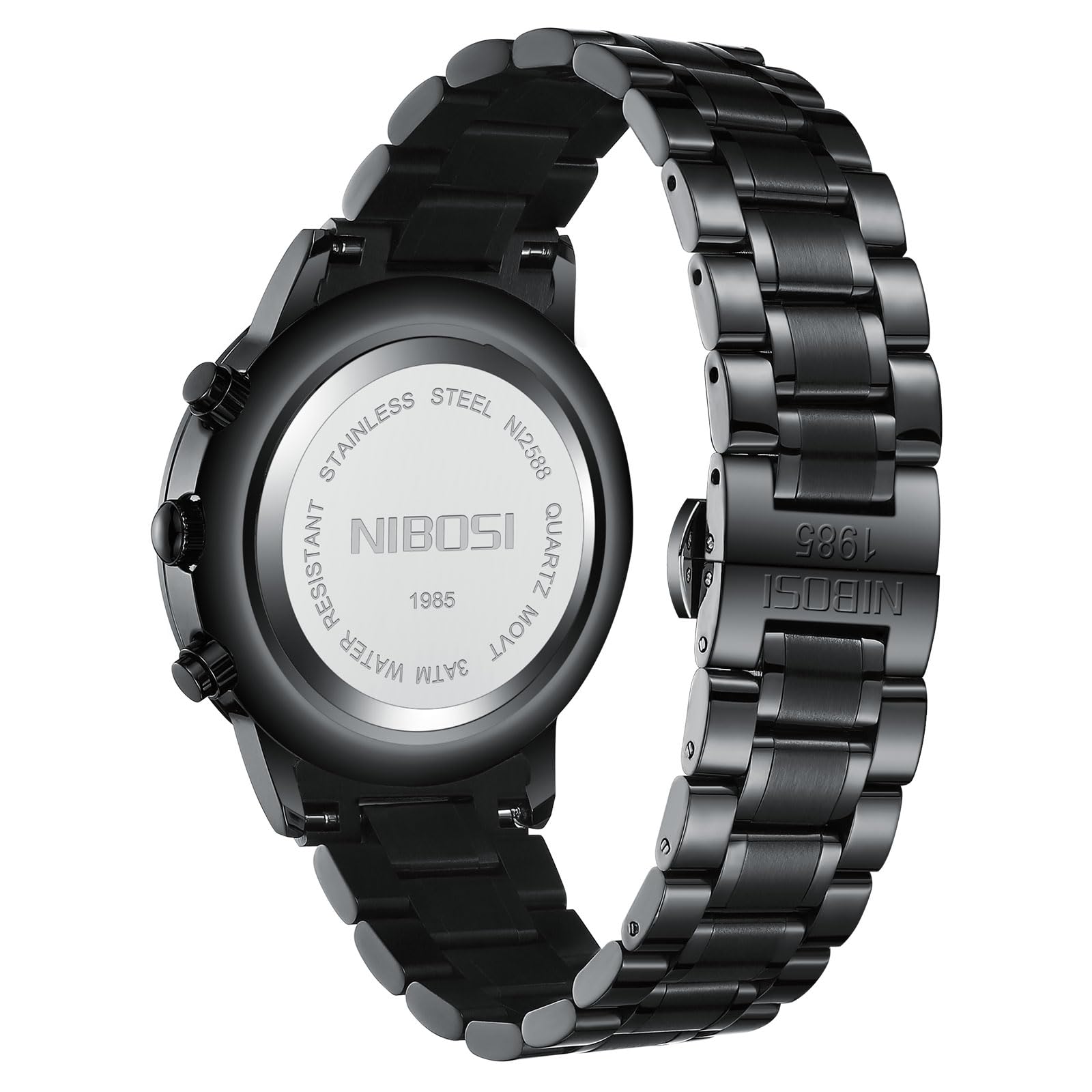 NIBOSI Herrenuhren Analog Chronograph Minimalist Schwarzes mit Datum | Wasserdicht Edelstahl Armband, Business Quarzuhr Militär Casual Uhren für Männer