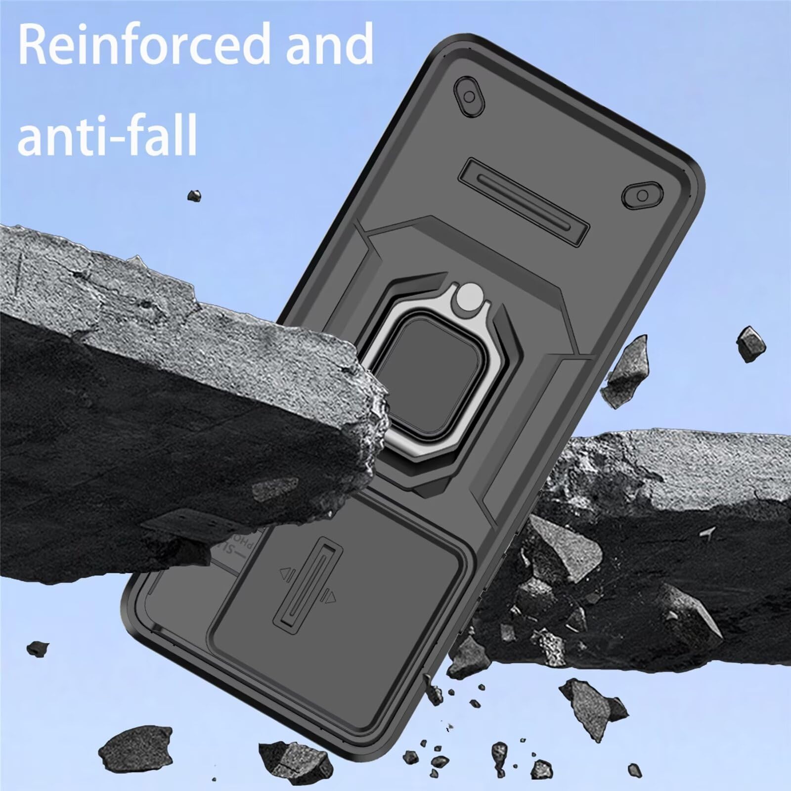 DERHAN Etui do Xiaomi 14T 5G, odporne etui z hartowanym szkłem [2 sztuki] + osłona aparatu [ochrona aparatu], obudowa antywstrząsowa z uchwytem - czarna