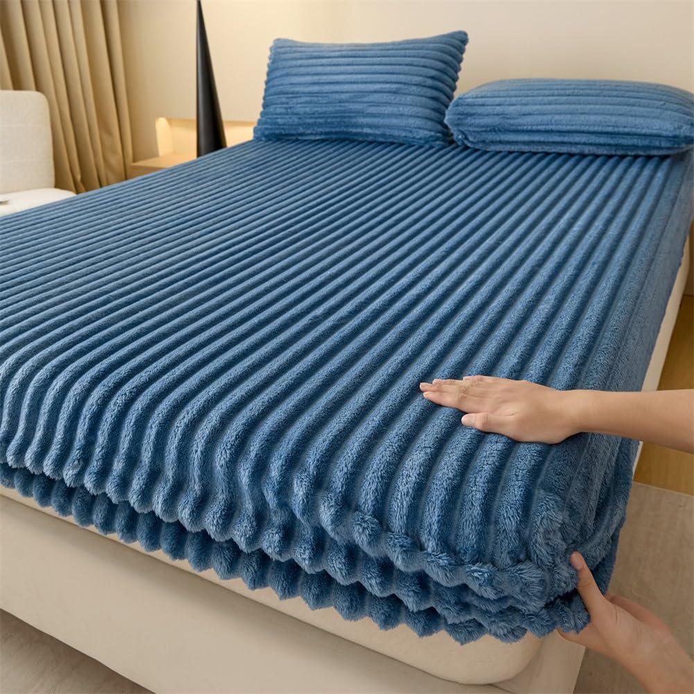 Drap-housse fourrure lapin artificielle épais contre lit froid