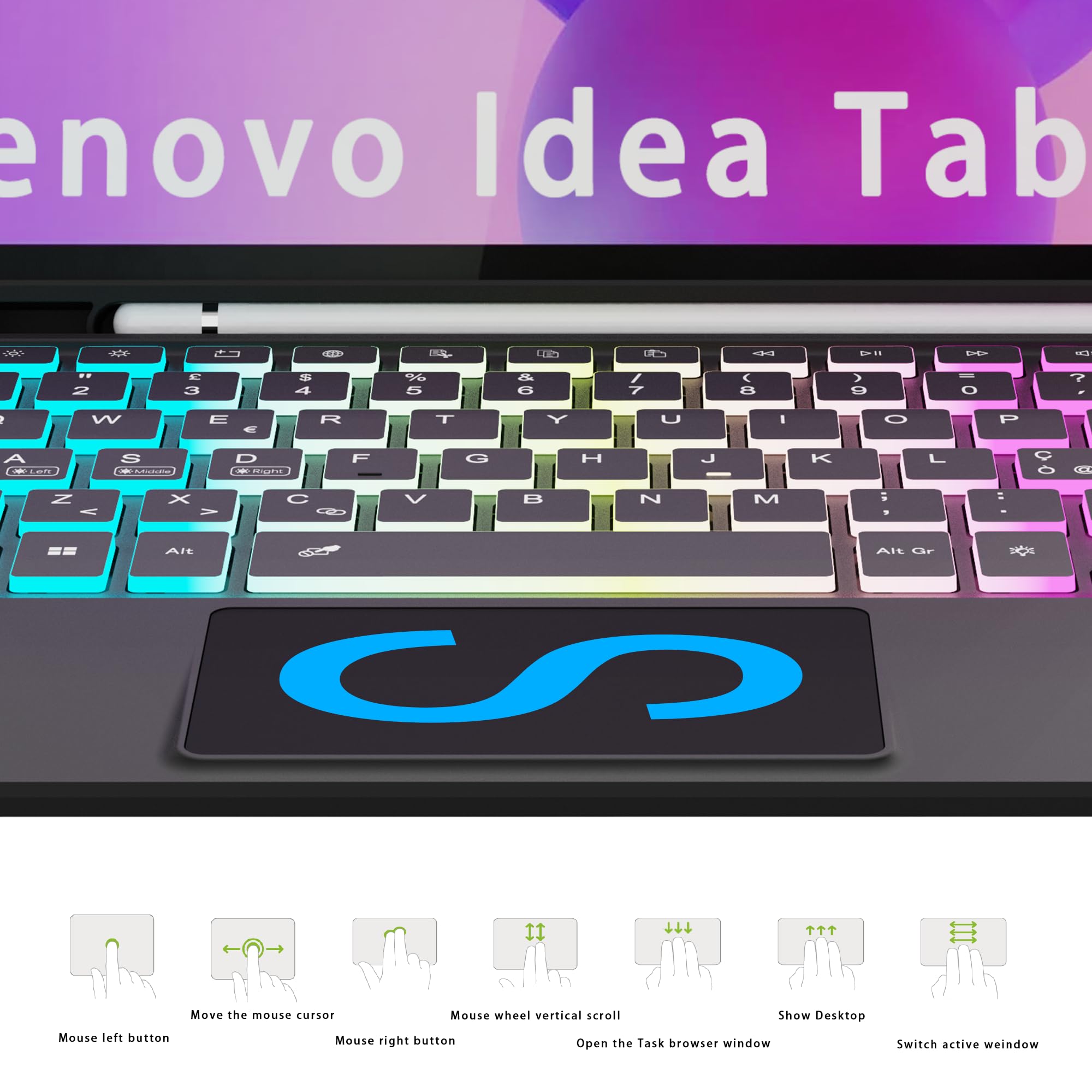 Custodia con tastiera per Lenovo Idea Tab 11 pollici 2025: tastiera retroilluminata 7 colori con trackpad Intelligente - Lenovo Tab M11 2024 tastiere wireless rimovibile con Layout italiano QWERTY