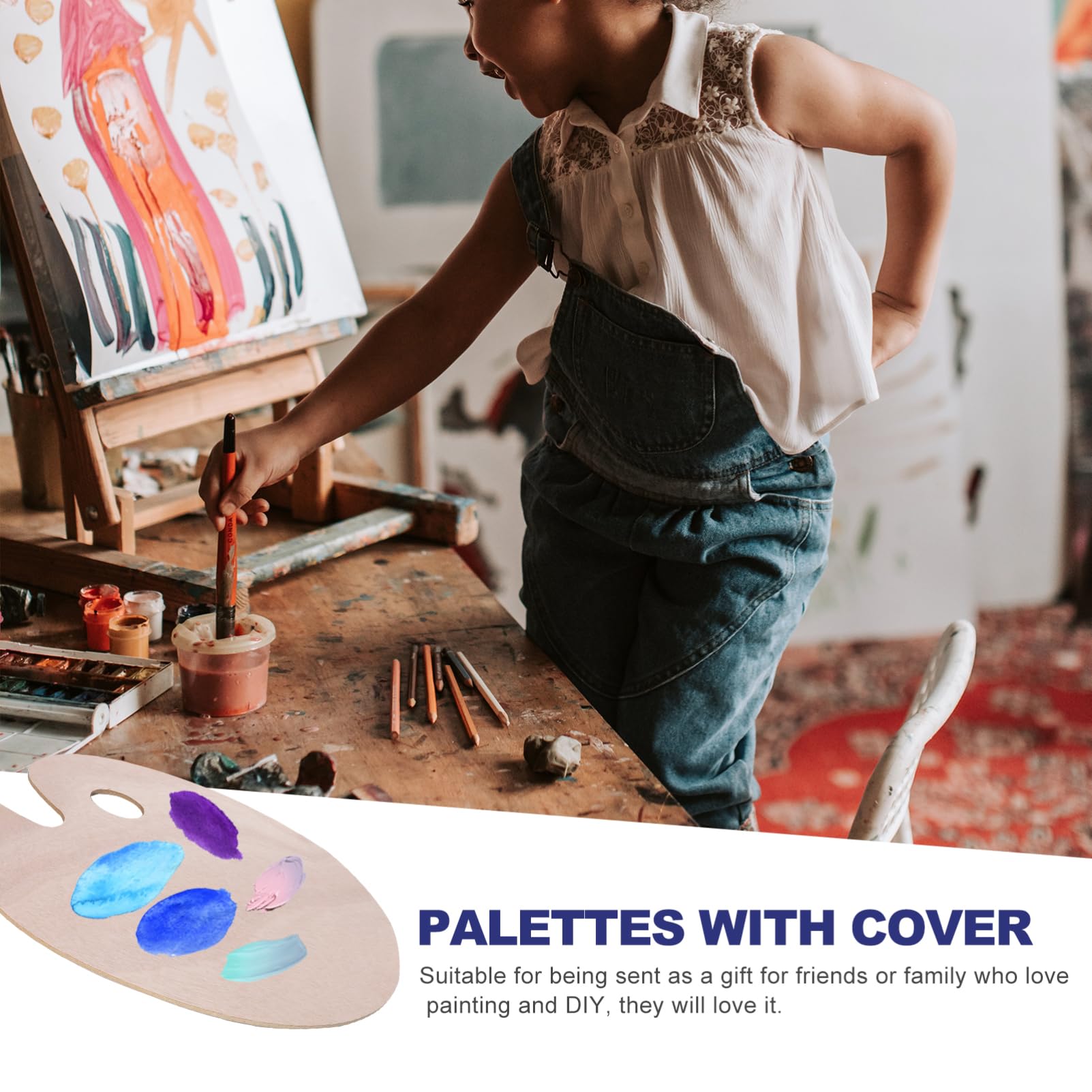 Palette de Peinture à l'huile en Bois Poignée, 2 Pcs