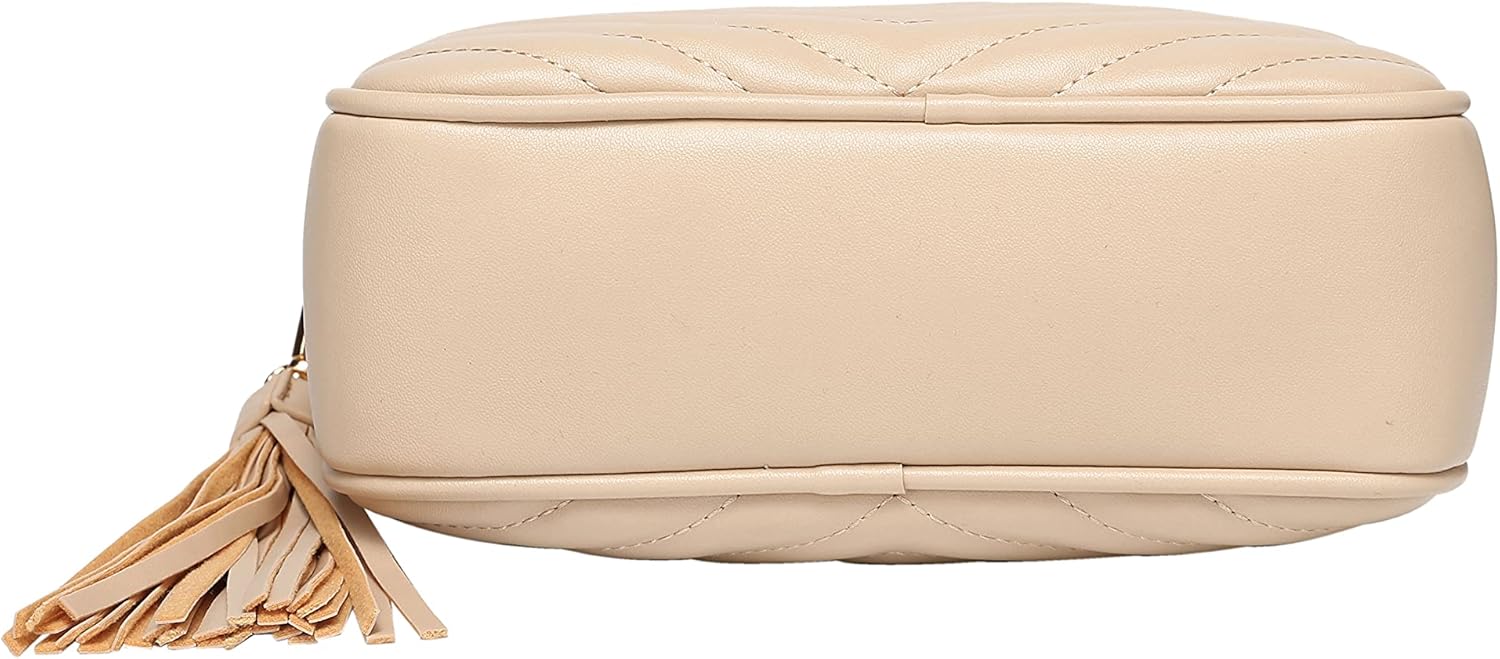 Daisy Rose Quilted Shoulder Cross Body Bag & Detachable Tassel, PU Vegan Leather - Image 8