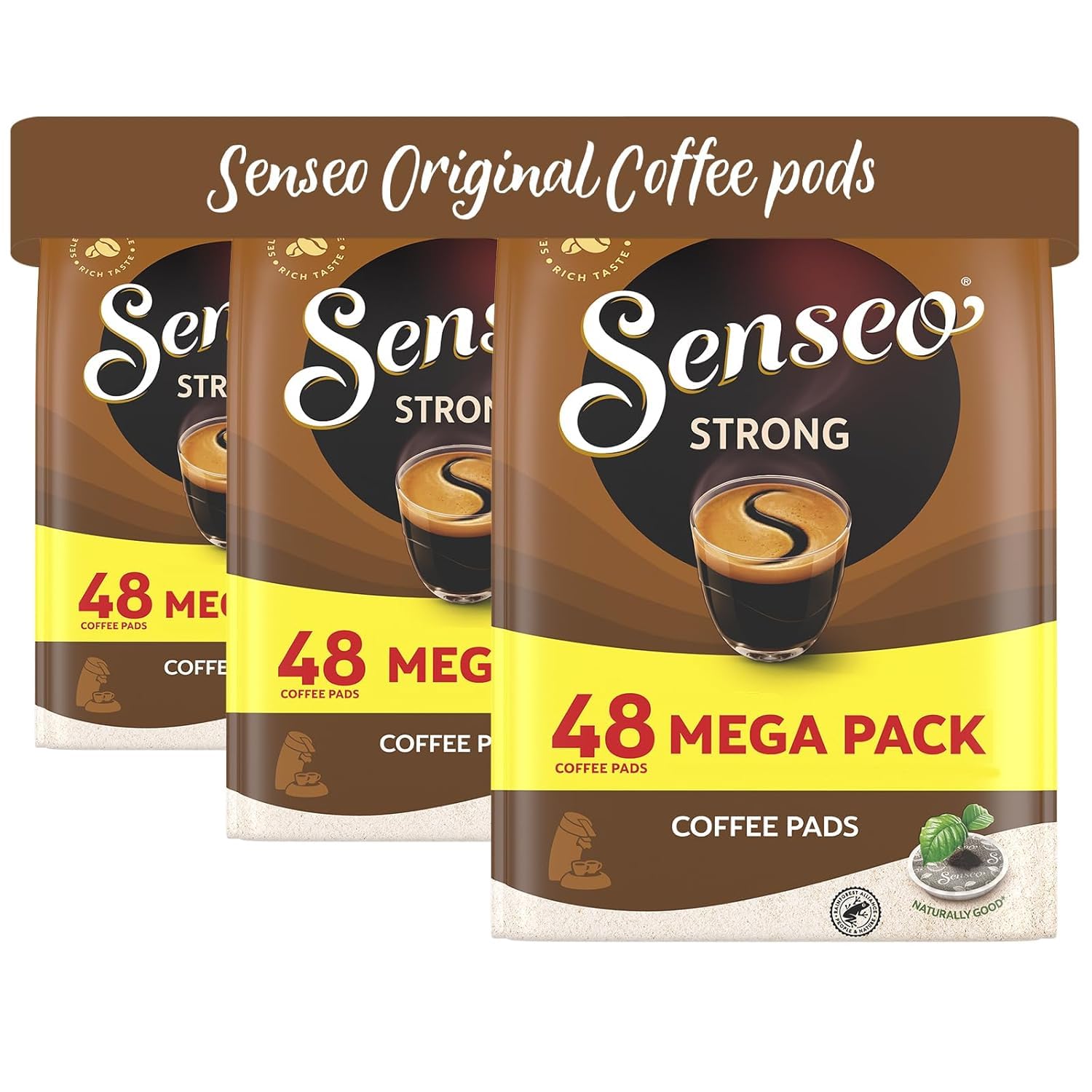 Senseo Kaffeepads Strong / Kräftig, neues Design, 3er Pack, 3 x 48 Pad