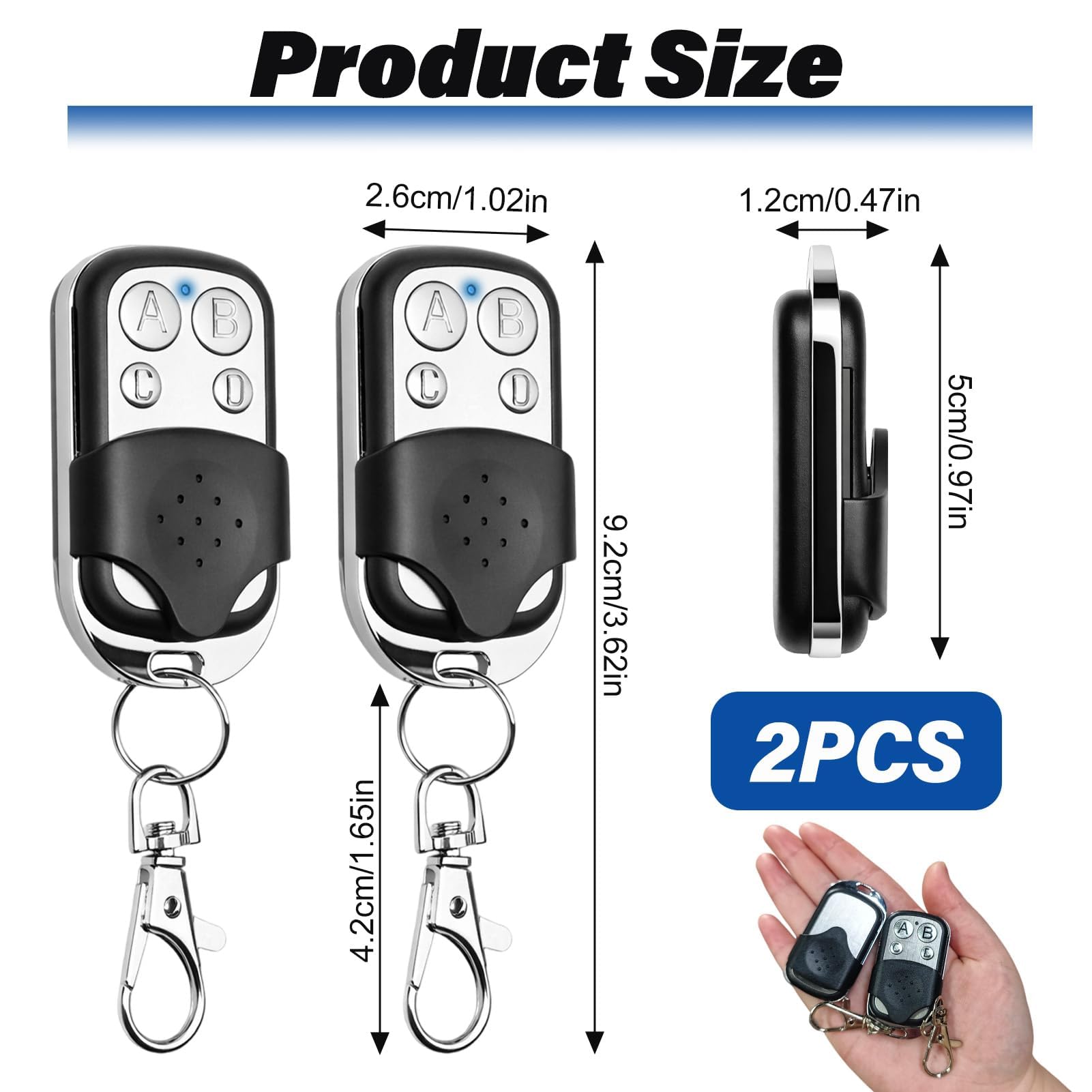 Mando Garaje Universal, 2 unidades, Mando Garaje Clonador U-niversal 433.92Mhz Multifunción con 4 Botones, Compatible con Pitido de Puerta Universal, Parking para Puerta de Garaje Automática — view 6