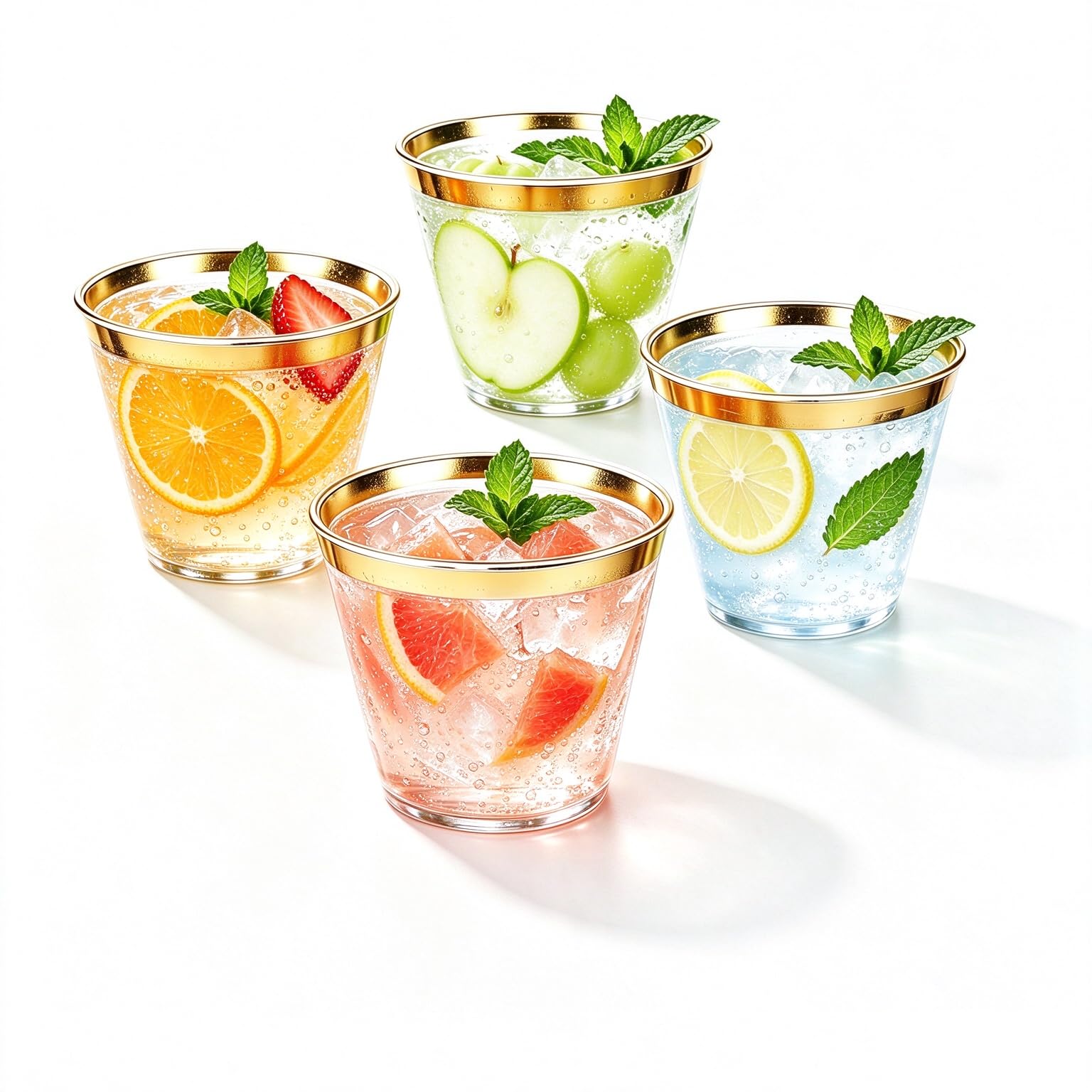 20 Pcs Plastic Cups 9oz, Disposable Stemless Wine Glasses Party Cup