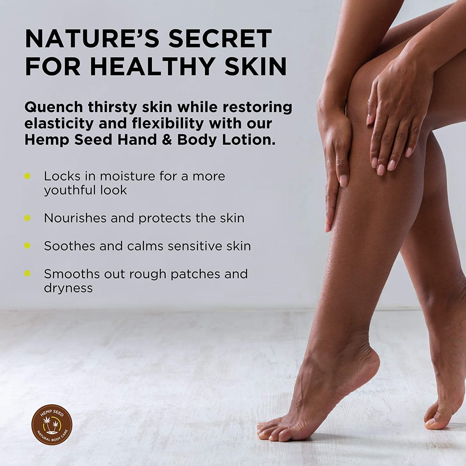 Hemp Seed Hand & Body Lotion - Soothe Dry Skin - Argan Oil, Hemp Seed Oil - Light, Non-Greasy Formula - Vegan & Cruelty Free