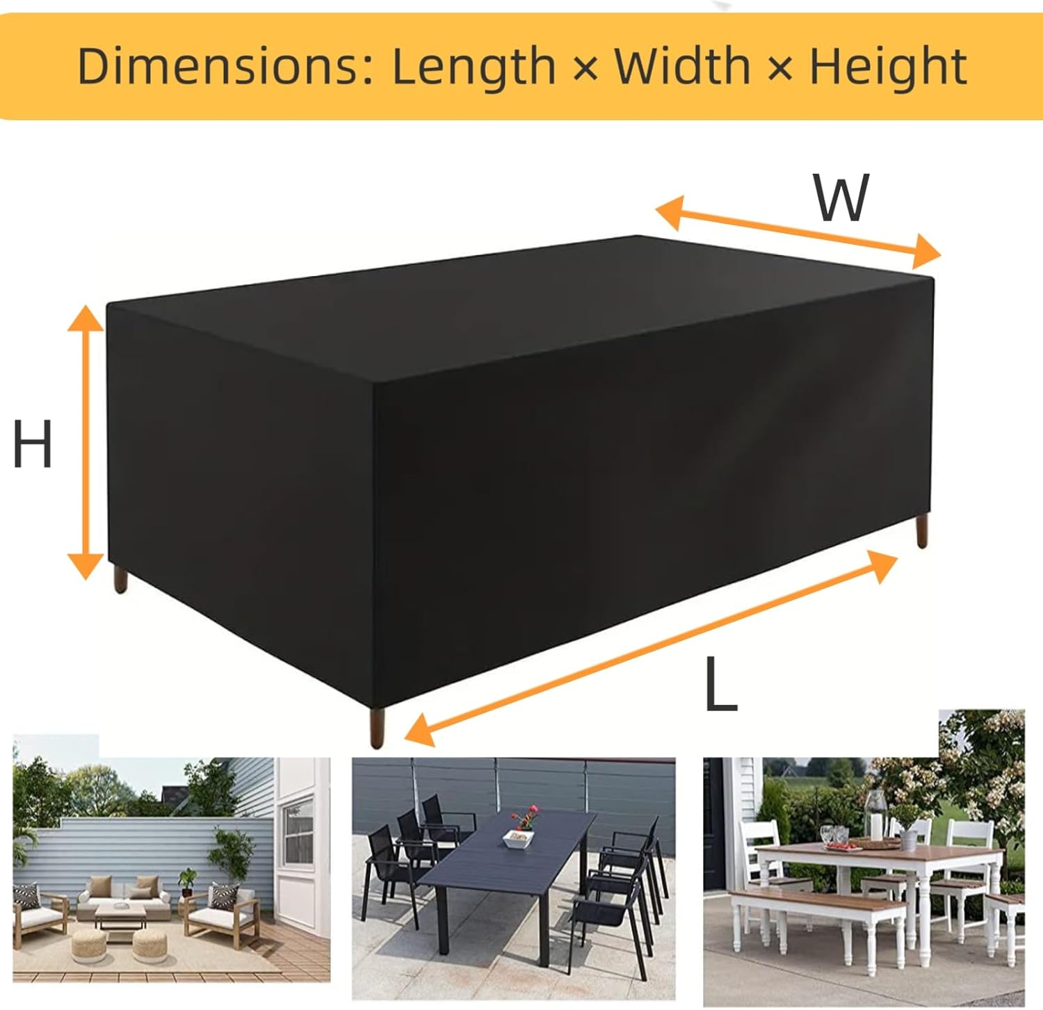 Outdoor Furniture Covers Waterproof 93x63x24inch/LxWxH/235x160x60cm Patio Furniture Set Outdoor Furniture Set Outdoor Tables, Chairs, and Sofa Set Heavy Duty Rain, Dust, and Snow Protection