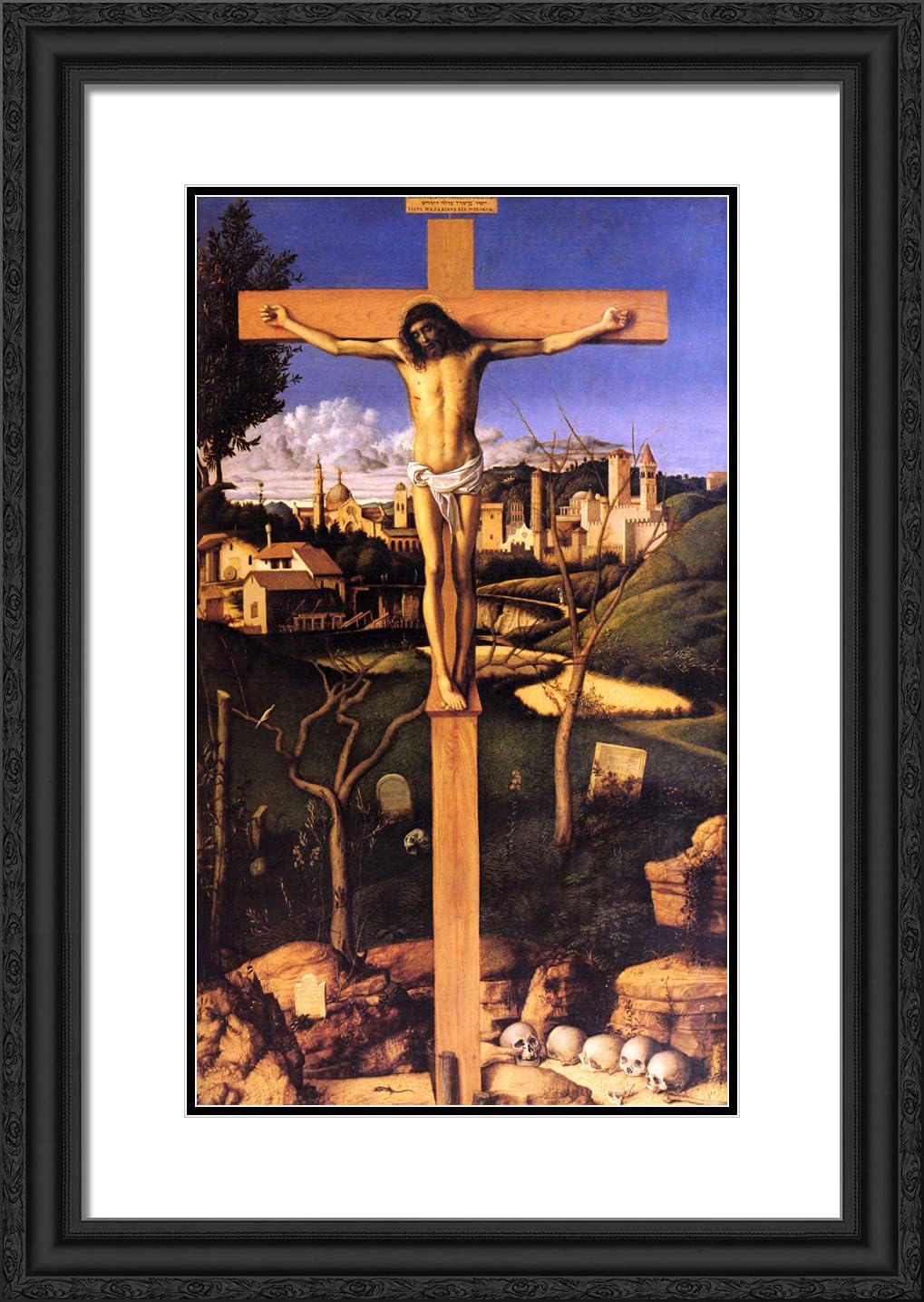 ArtDirect Bellini, Giovanni 18x24 Gold Ornate Framed Art Print with Double Matting Titled: The Crucifixion