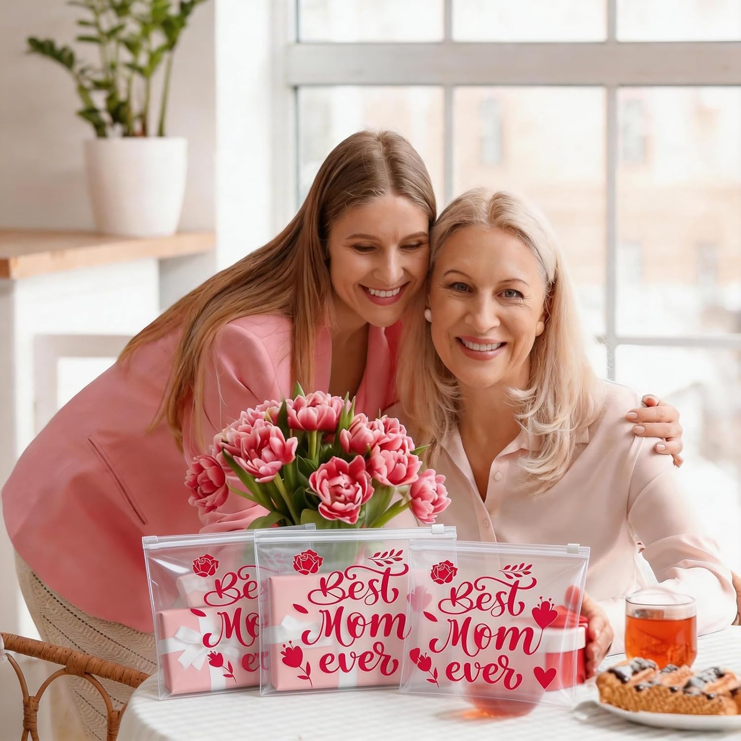 200 Pcs Happy Mothers Day EVA Cosmetic Bag Bulk Gifts for Women Mother's Day Best Mom Ever Accessories for Makeup Party Favors Makeup Bag Birthday Toiletry Pouch with Zipper for Sister Friend Wife