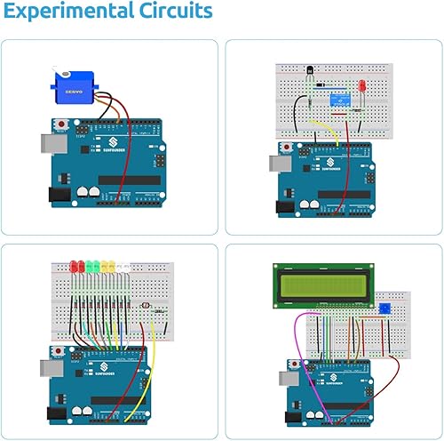 Miniatura 5 de SunFounder Electronics Fun Kit con módulo LCD 1602, placa de pruebas, LED, resistor compatible con Arduino UNO R3 MEGA2560 Raspberry Pi 400 4B 3B