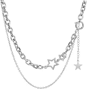 ONYX Chain × silver925 twis necklace y2k Amazon.com: EXPHAIN Double Layered Stacked Chunky Chain