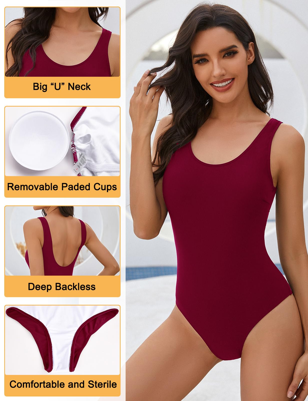 heekpek Costume da Bagno Donna Intero Un Pezzo Costumi Interi Monokini Gradient Sportivo Swimwear Imbottito Brasiliana Swimsuit One Piece Push Up Beachwear