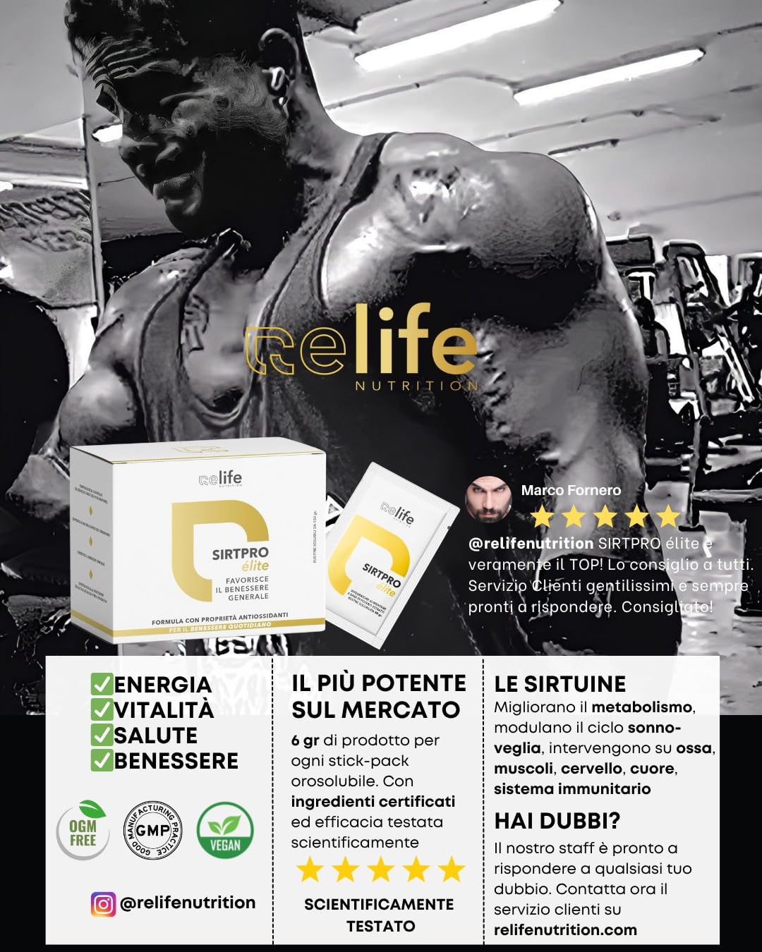 SIRTPRO Élite – Integratore Orosolubile Gusto Agrumi, Pre-Workout Energizzante + Depurativo, Azione Detox e Supporto Vitalità – 30 Bustine