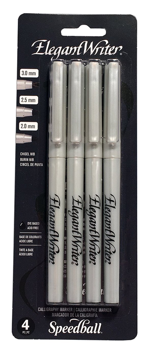 Speedball Elegant Writer Pen 4 Colours Set, Fine Tip Pens, Calligraphy, Writing, Card, Hand Writing, Drawing Essentials