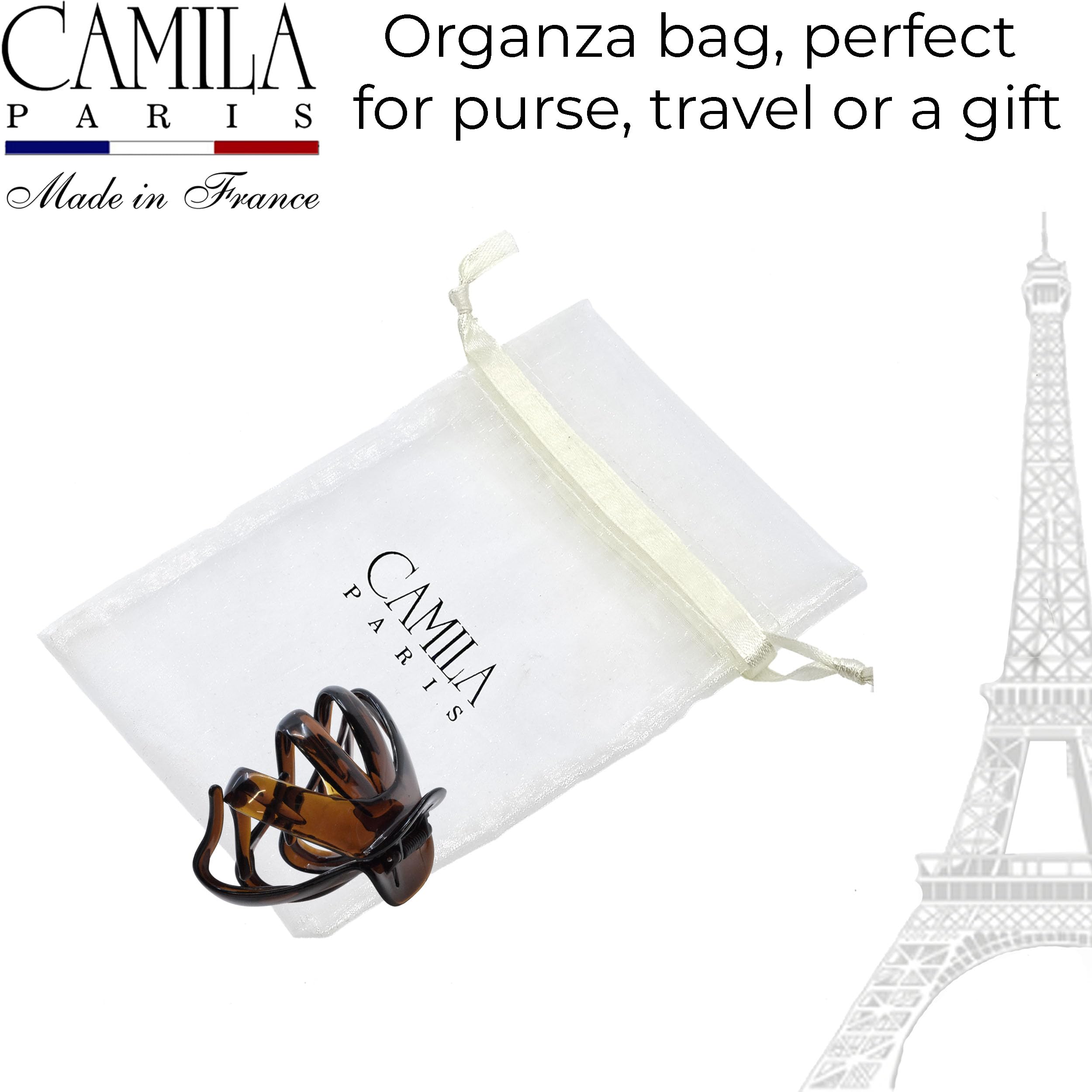 Camila AD704 Camila Paris - Horquillas para el pelo para mujer, pulpo, chicas, accesorios para el pelo duraderos para mujeres, hechas en Francia, AD704., 6 cm, Tortoise, 1 uds. por paquete, 1.00[set de ]