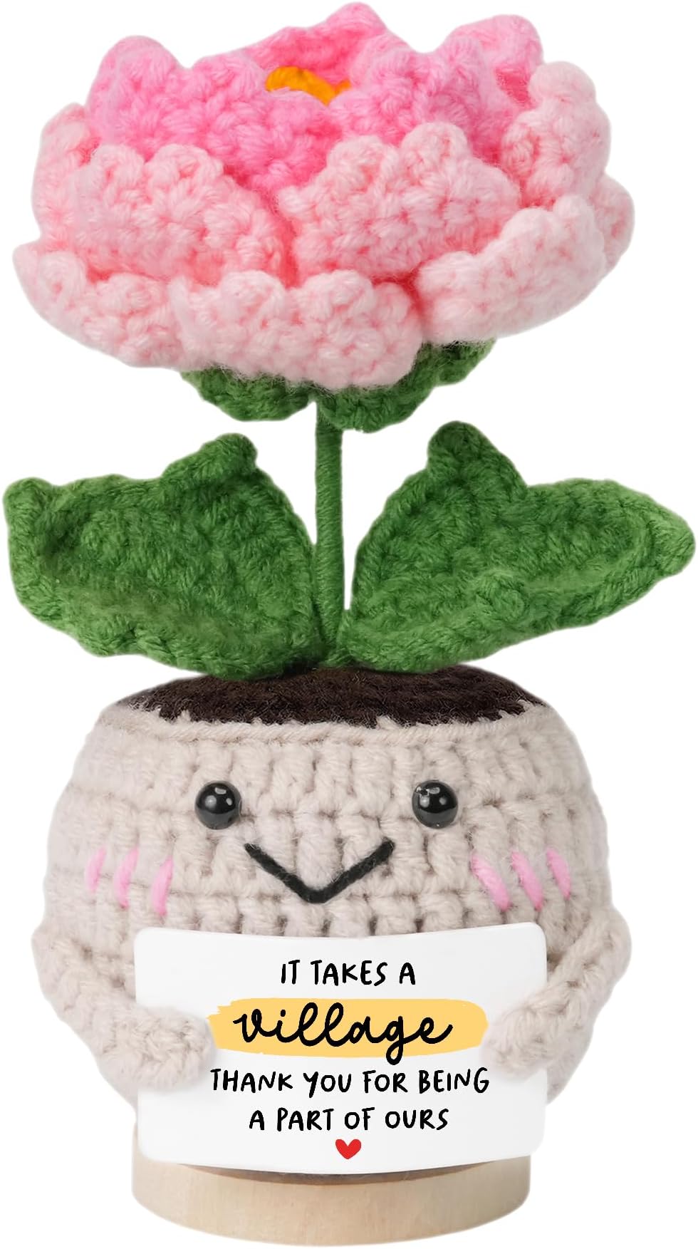 HEXMOZ Christmas Thank You Gifts for Women - Teacher Gifts for Women - It Takes A Village Thank You Appreciation Collectible Peony Doll Crochet for Nurse Coworker Employee Daycare Provider Nanny