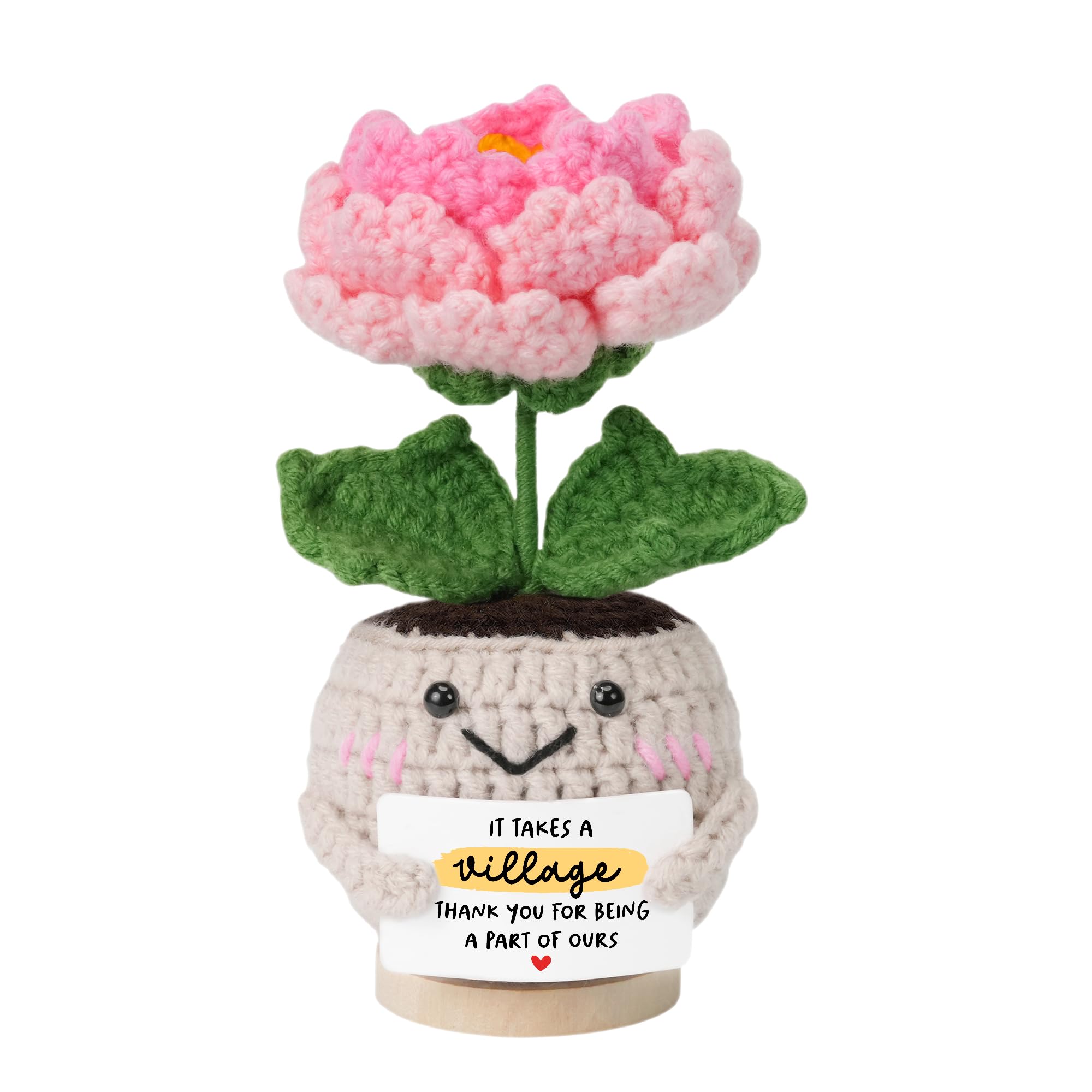 HEXMOZ Christmas Thank You Gifts for Women - Teacher Gifts for Women - It Takes A Village Thank You Appreciation Collectible Peony Doll Crochet for Nurse Coworker Employee Daycare Provider Nanny