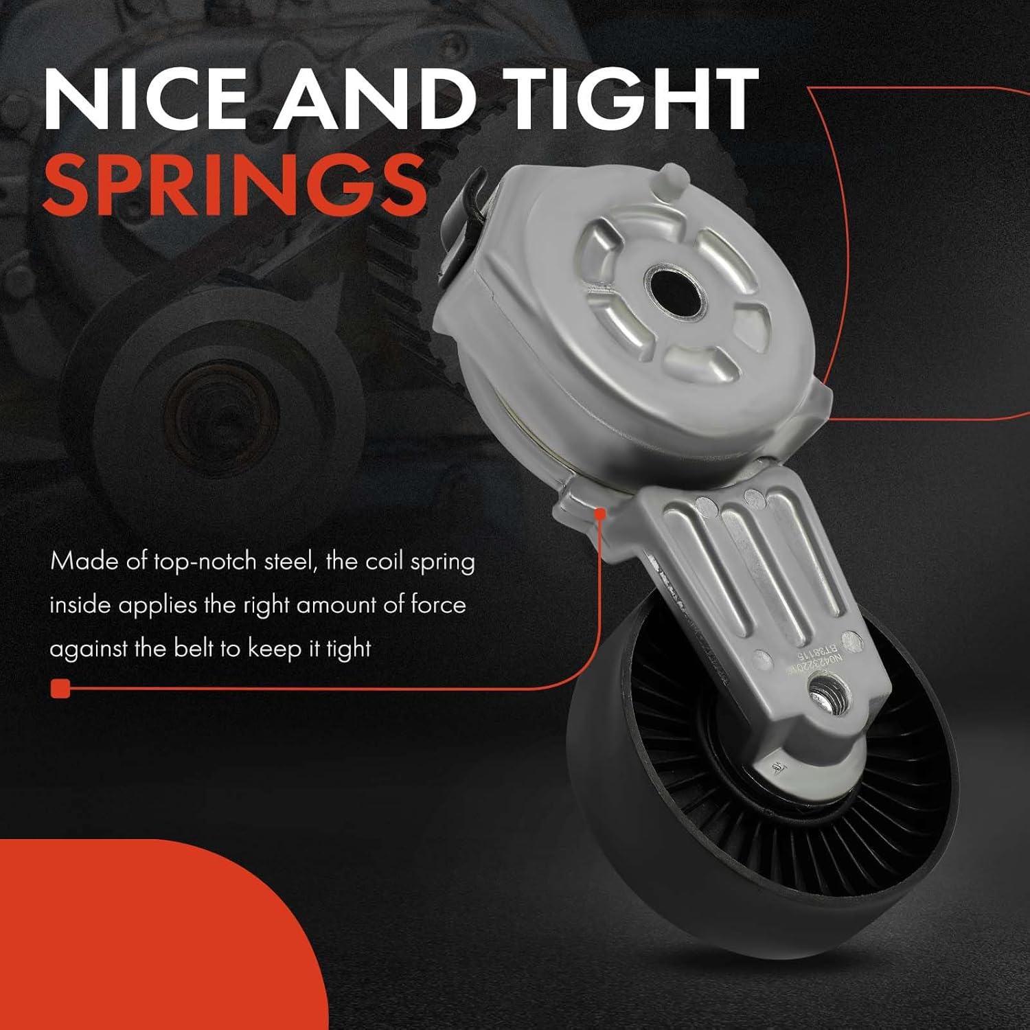 A-Premium Belt Tensioner Assembly with Pulley Compatible with Ford F-150 1987-1996, F-250, F-250 HD, F-350, E-150 Econoline, E-150 Econoline Club Wagon, E-250 Econoline, E-250 Econoline Club Wagon