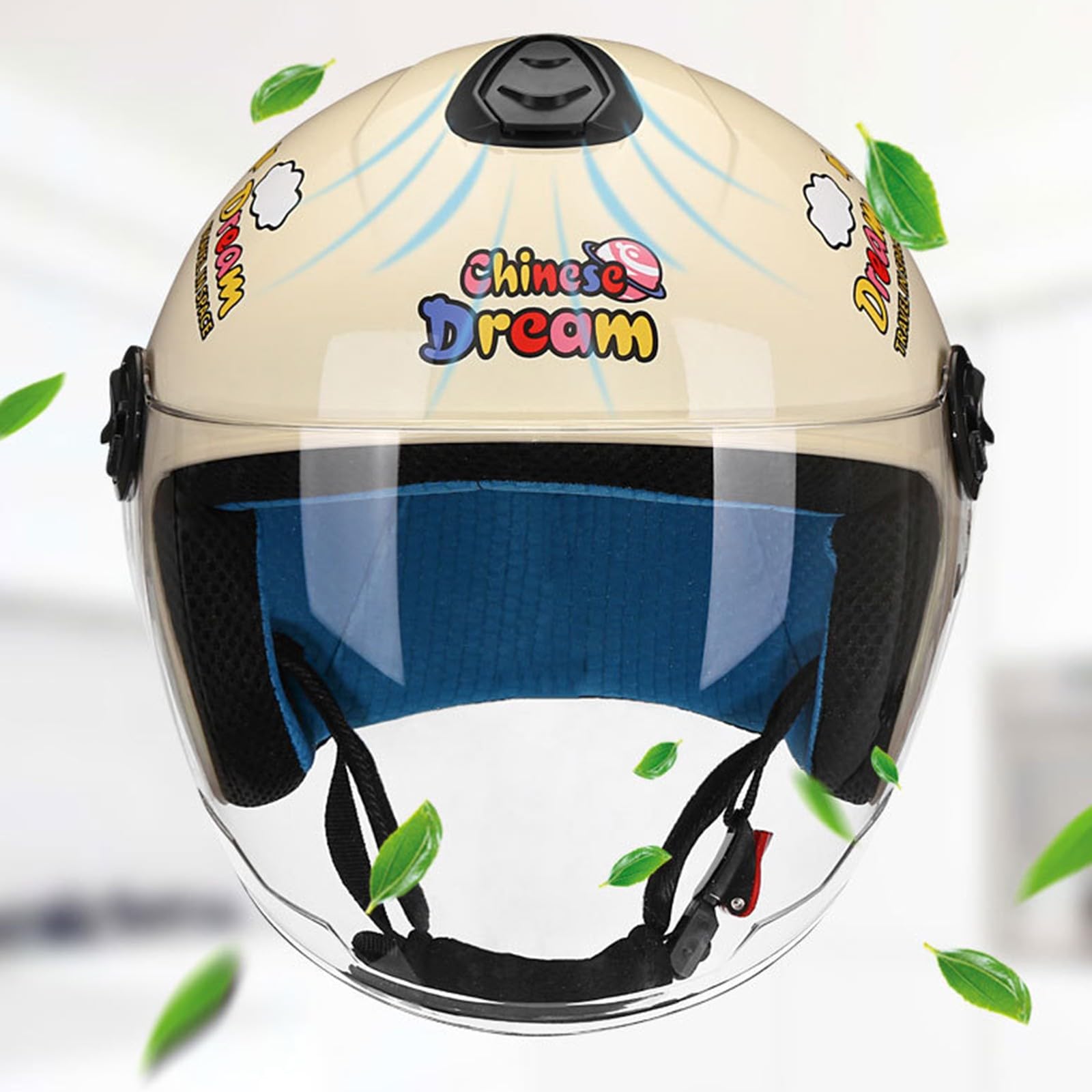 Casco de Moto Infantil 3/4, Casco Jet con Visera, Cascos de Ciclomotor para Niños Niñas, Casco de Moto Media Cara Homologado ECE M,50-56CM