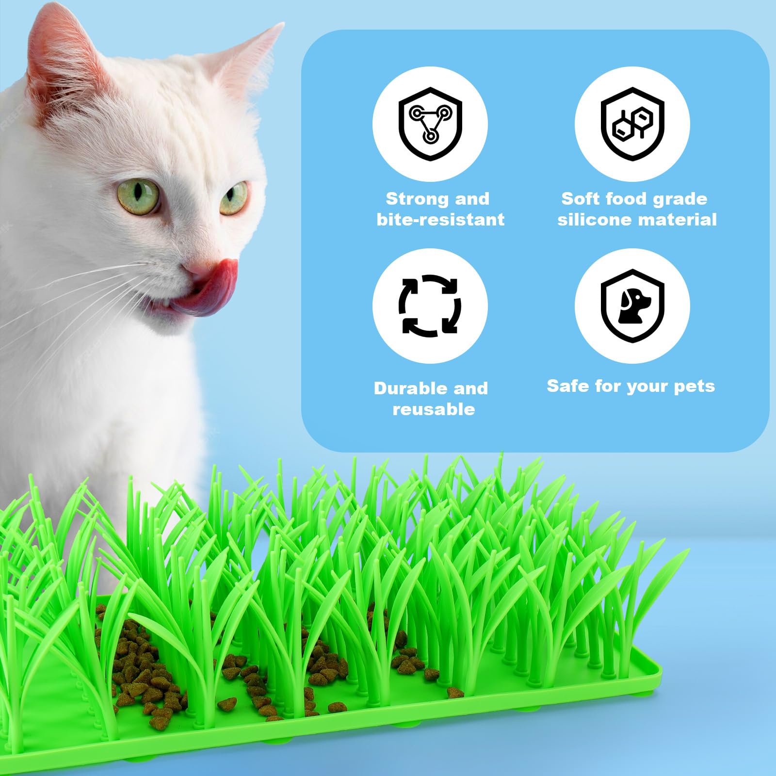 Lick Mat Per Cani Tappetino Lick Lawn Per Gatti - Silicone, Slow Feeding, Antiscivolo Tappetino Erba Gatto - 14