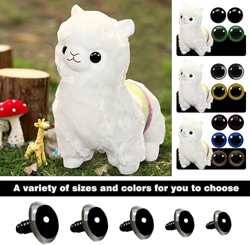 Miniatura 6 de TOAOB - Juego de 140 ojos de seguridad para ganchillo de varios colores, ojos de muñeca artesanales de 0.394in a 0.709in, juego de ojos de seguridad