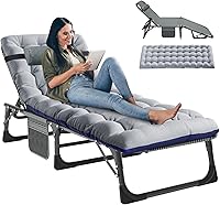 Vista 8 de LILYPELLE Tumbona plegable para exteriores con colchón, sillas reclinables ajustables de 5 posiciones para patio, perfectas para exteriores, tomar