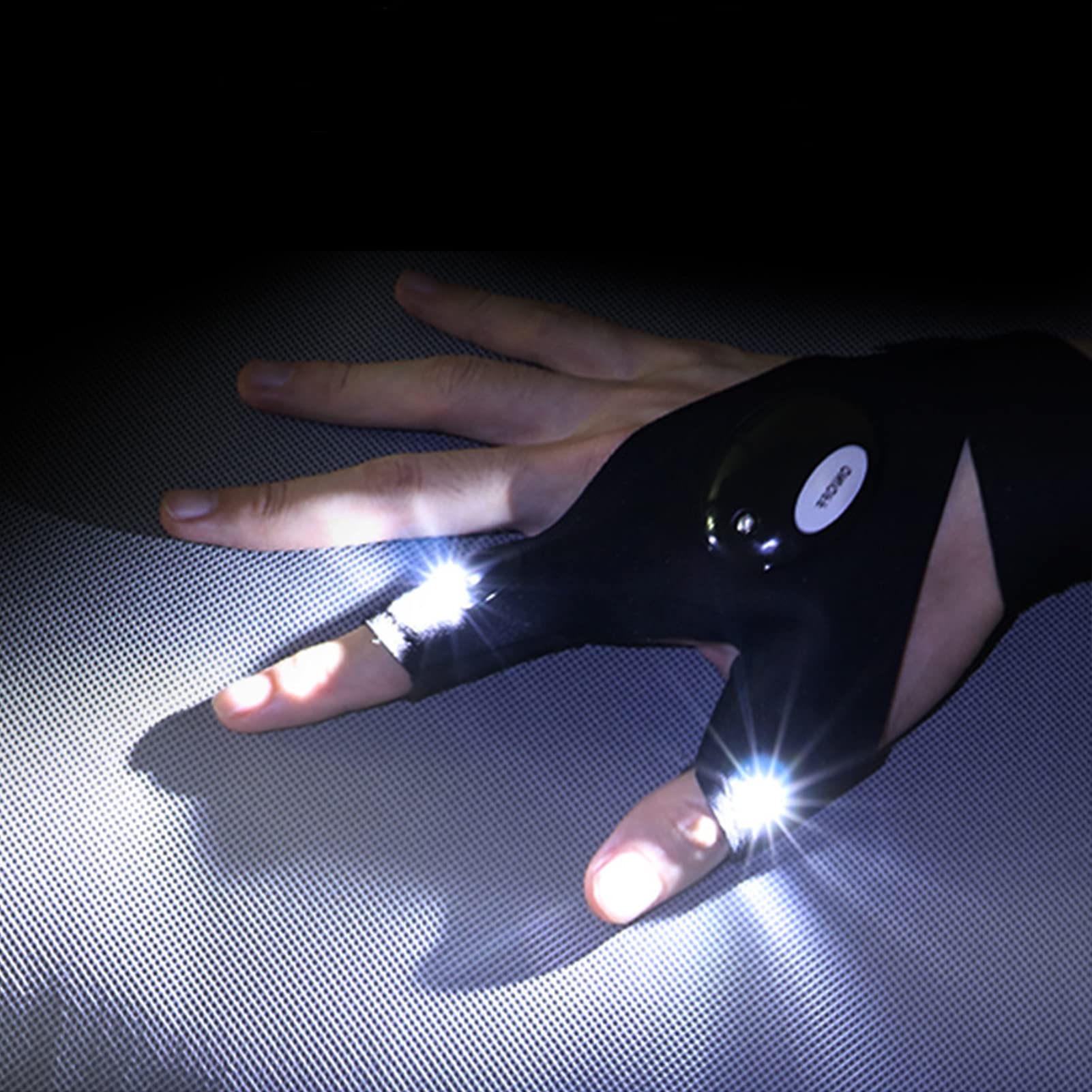 Cadeau voor heren, led-handschoenen: handschoenen met waterdichte lampen, visaccessoires, geheime kerstcadeaus voor mannen, praktische gadgets voor vissen/kamperen, doe-het-zelvers/vader (A, één paar