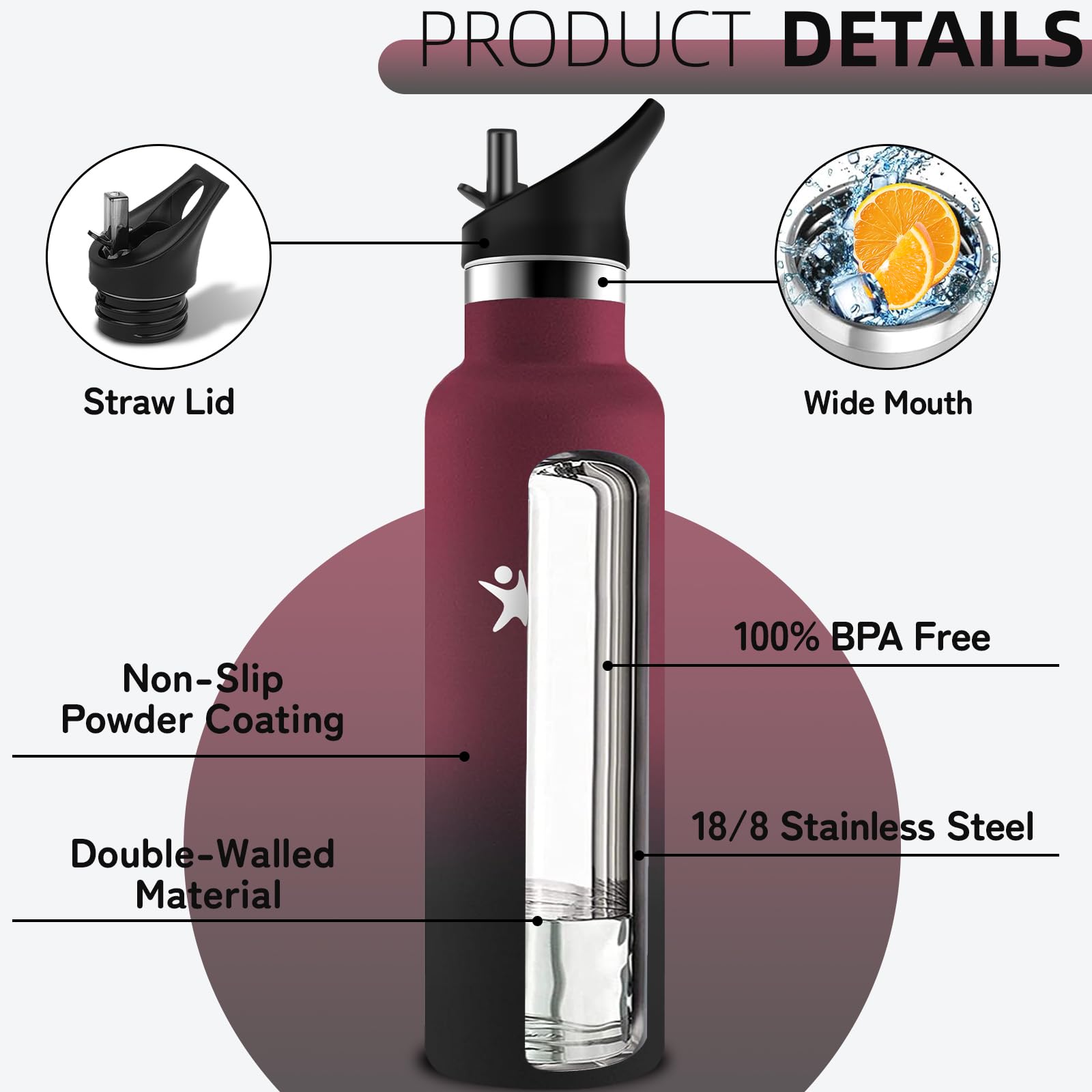 Borraccia 1 litro, Borraccia Termica, Senza BPA, Bottiglia Termica, Con filtro e Cannuccia, Borracce Termiche, Mantiene Caldo per 12 Ore/Freddo 24 Ore, Borracce per Trekking, Sport, Ciclismo