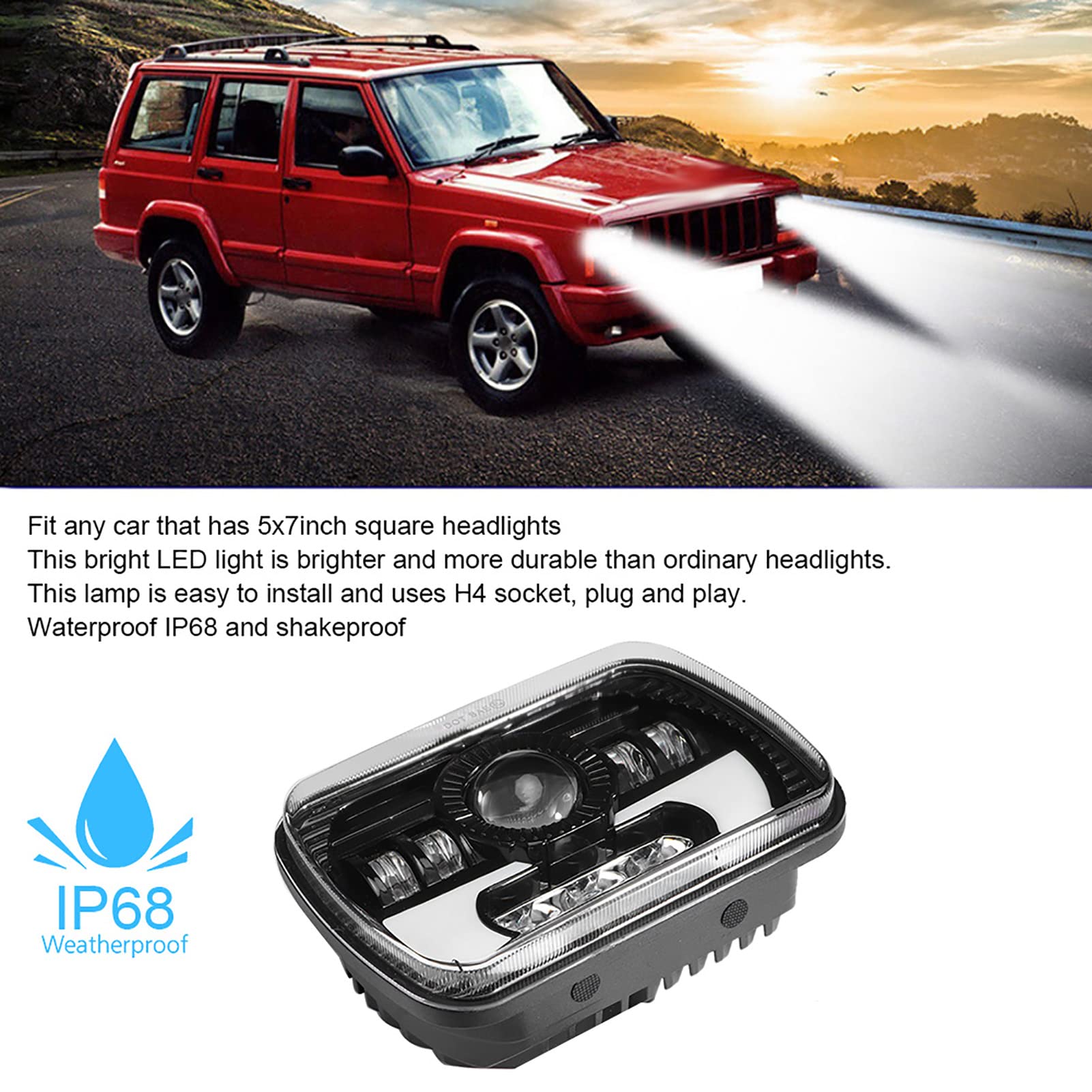 Fari a LED 5x7 Pollici 90W con Indicatori di Direzione, Fari Abbaglianti e Anabbaglianti per Auto o Camion