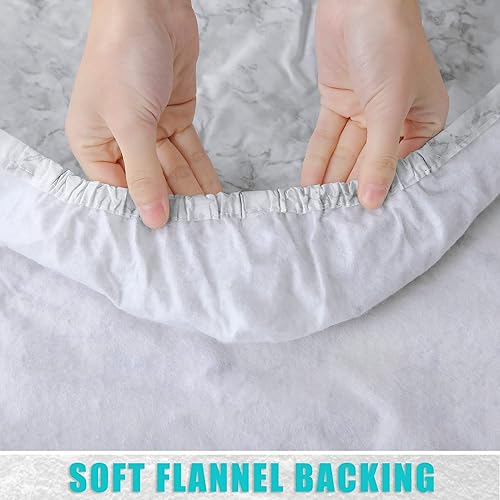 Miniatura 4 de smiry Mantel rectangular de pícnic, fundas elásticas impermeables para mesas de 4 pies, manteles de vinilo con parte trasera de franela lavable para