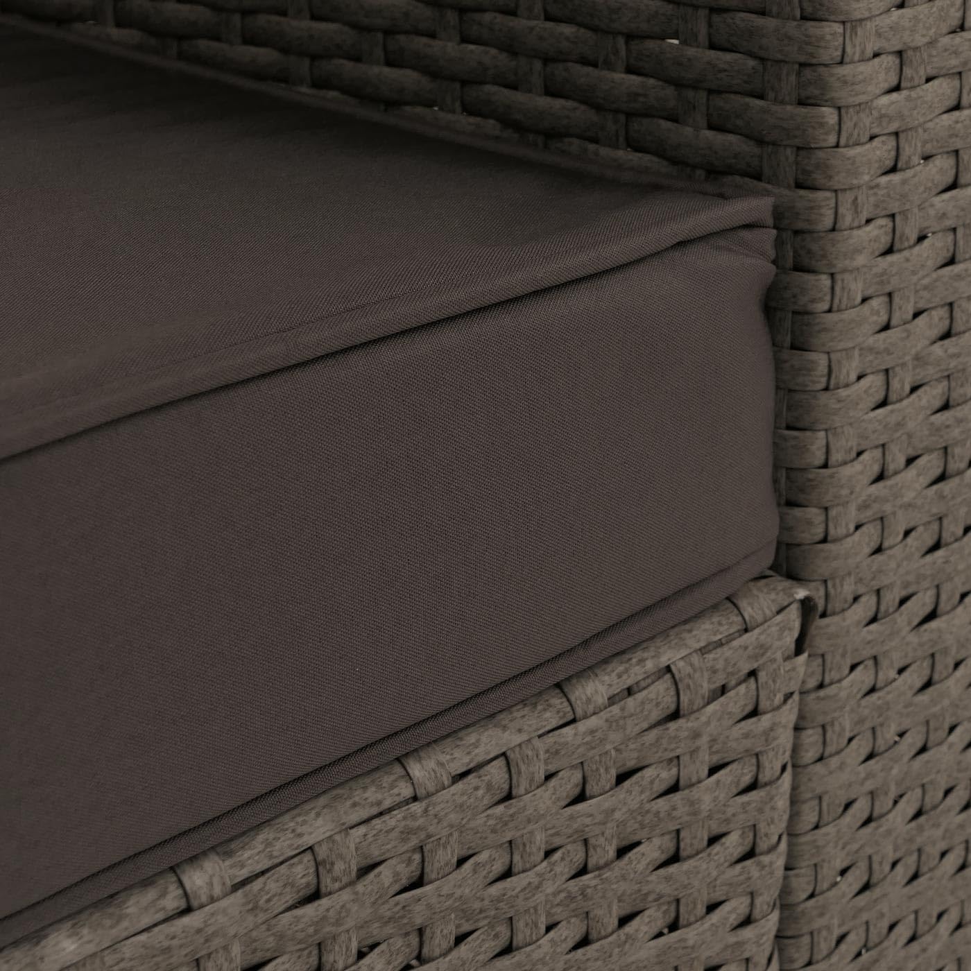 Mendler Poly-Rattan Garnitur HWC-O46 - grau Polster dunkelgrau | Balkon-/Garten-/Lounge-Set, Sofa, Sitzgruppe