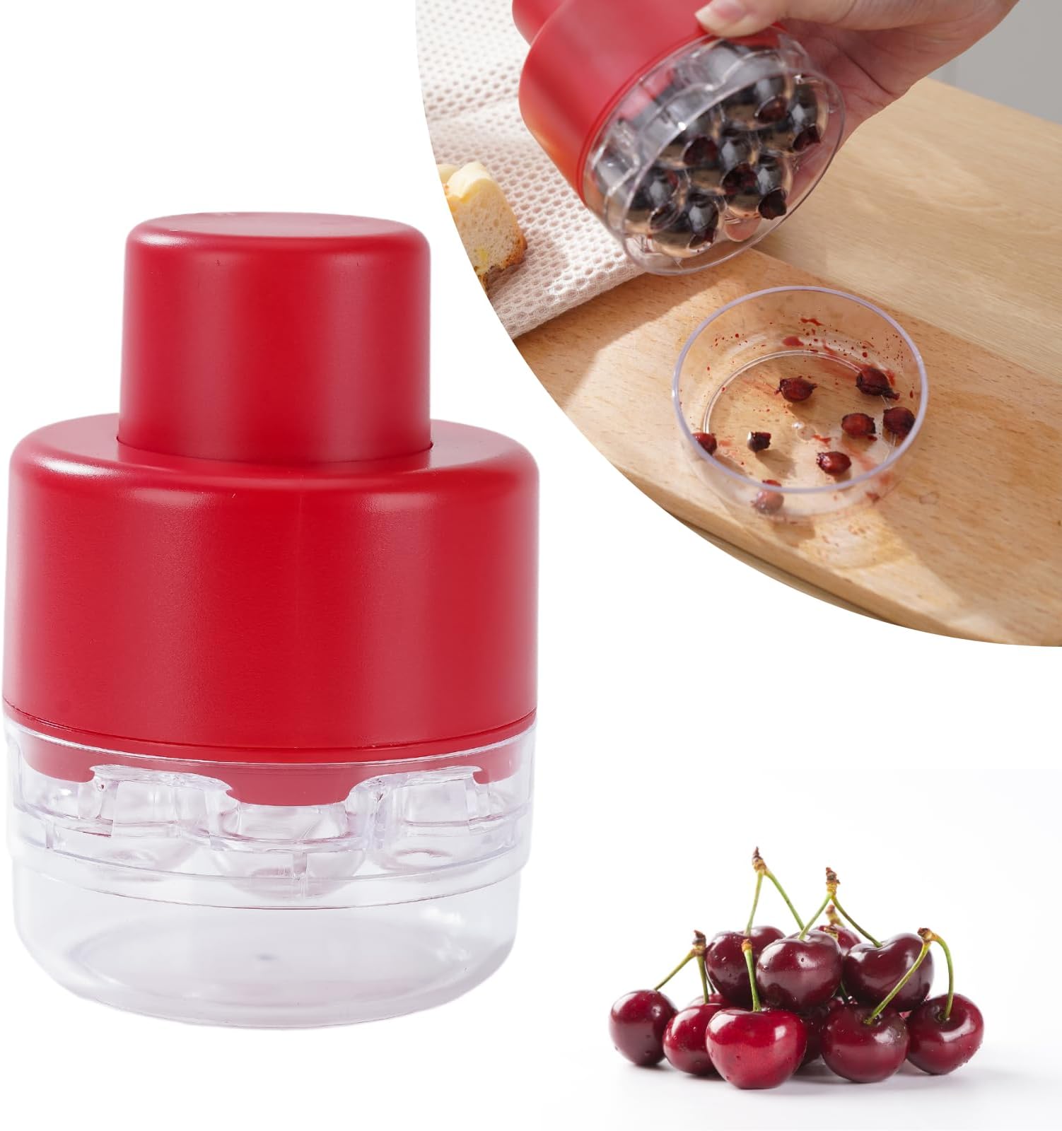 Cherry Pitter, 7 Holes Cherry Pitter Tool, Portable Cherry Pitter Corer Tool, Multi-Function Cherries Stoner Seed Remover Tool, Pits up to 7 Cherries at Once, Efficient Cherries Core Pitter Tool