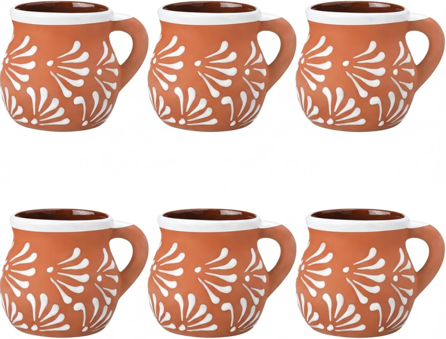 Baderke 2 Pack 12 oz Mexican Clay Mugs Mexican Coffee Mugs Pottery Cups