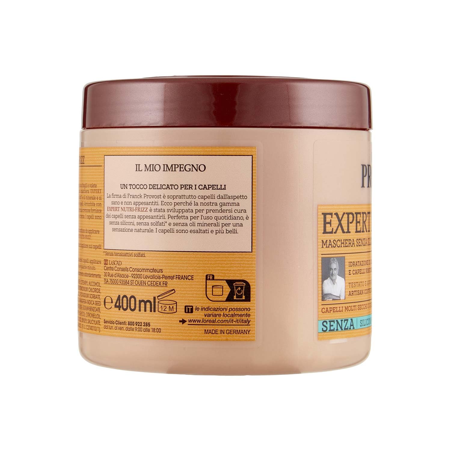 Franck Provost, Expert Nutri Frizz Professionelle maska do włosów dla trockenes oder krauses Hair Wirkung, z Aloe Vera i Mangobutter, 400 ml