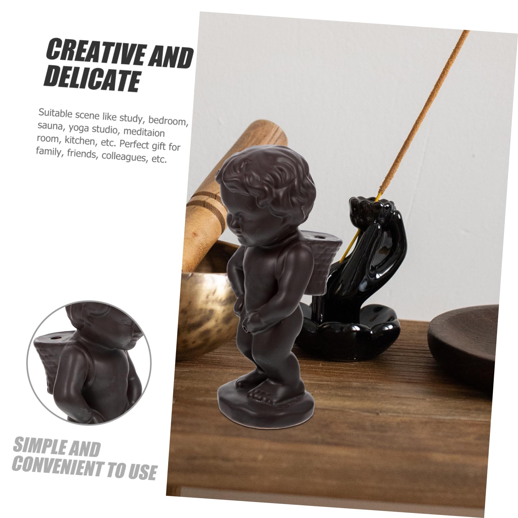 Cabilock Quemador de Incienso Creativo de Cerámica Marrón para Aromaterapia, Soporte Delicado para Relajación en Yoga y Meditación, Adorno Hogar