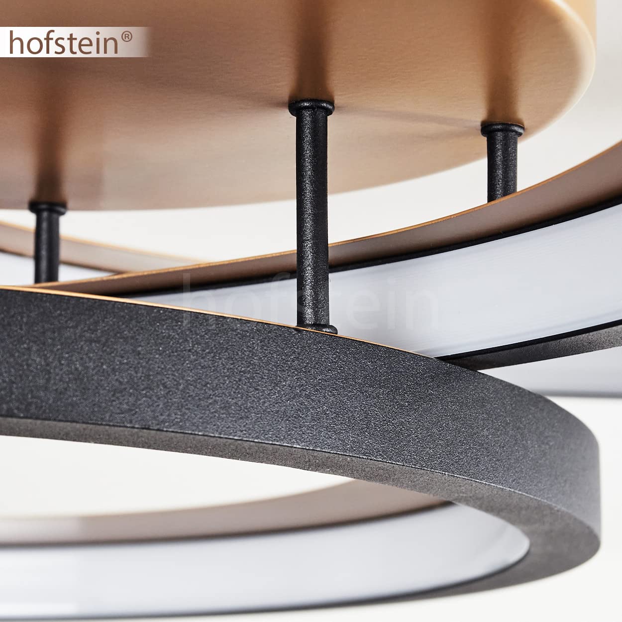 HOFSTEIN LED Deckenleuchte Baiyin, dimmbare Deckenlampe aus Metall/Kunststoff in Gold/Schwarz/Weiß, 4300 Lumen, 3000 Kelvin, 36 Watt (inkl.), dimmbar über herkömmlichen Lichtschalter