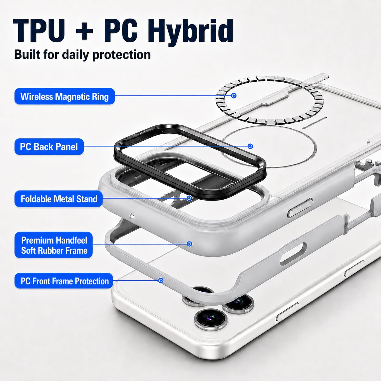 Custodia con cavalletto per iPhone 17 Pro, compatibile con MagSafe