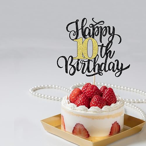 Miniatura 4 de Decoración para tarta de cumpleaños número 100, decoración de pastel de cumpleaños con purpurina negra y dorada, suministros de decoración de fiesta